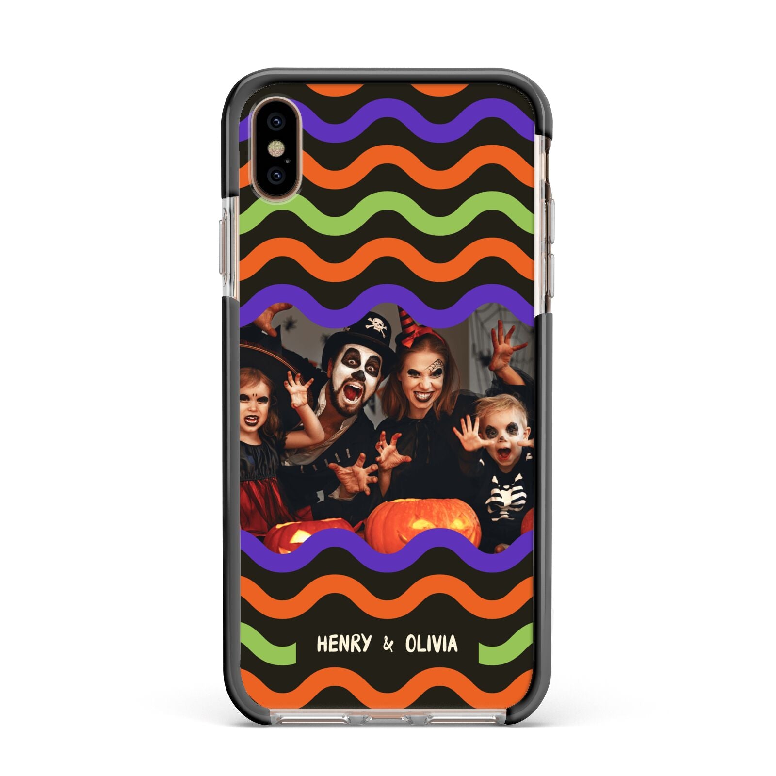 Personalised Halloween Colours Photo Apple iPhone Xs Max Impact Case Black Edge on Gold Phone