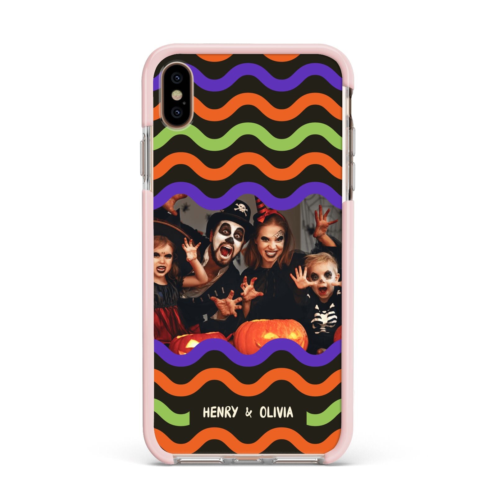 Personalised Halloween Colours Photo Apple iPhone Xs Max Impact Case Pink Edge on Gold Phone