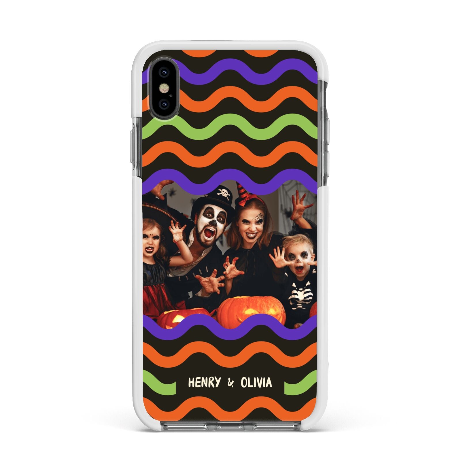 Personalised Halloween Colours Photo Apple iPhone Xs Max Impact Case White Edge on Black Phone