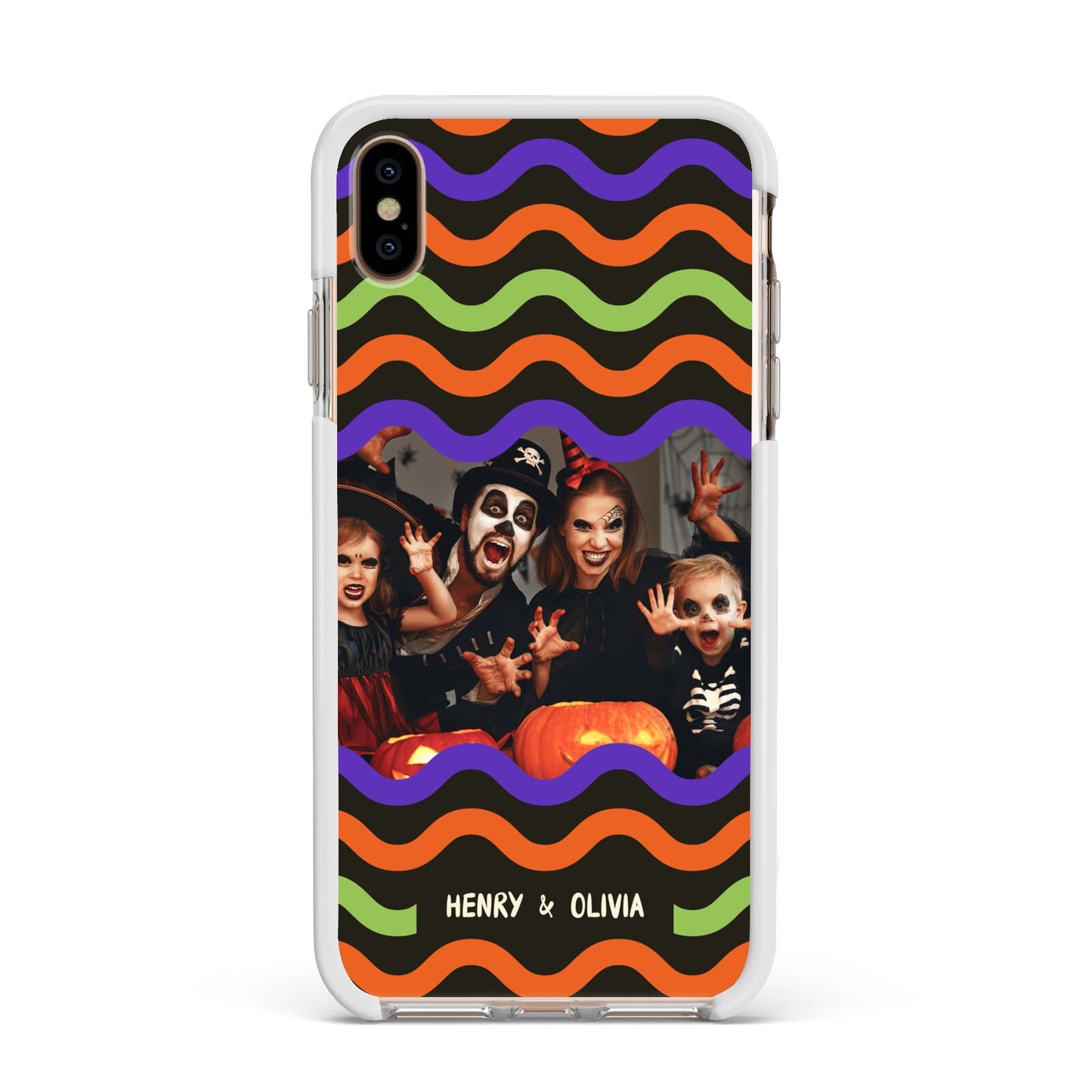 Personalised Halloween Colours Photo Apple iPhone Xs Max Impact Case White Edge on Gold Phone