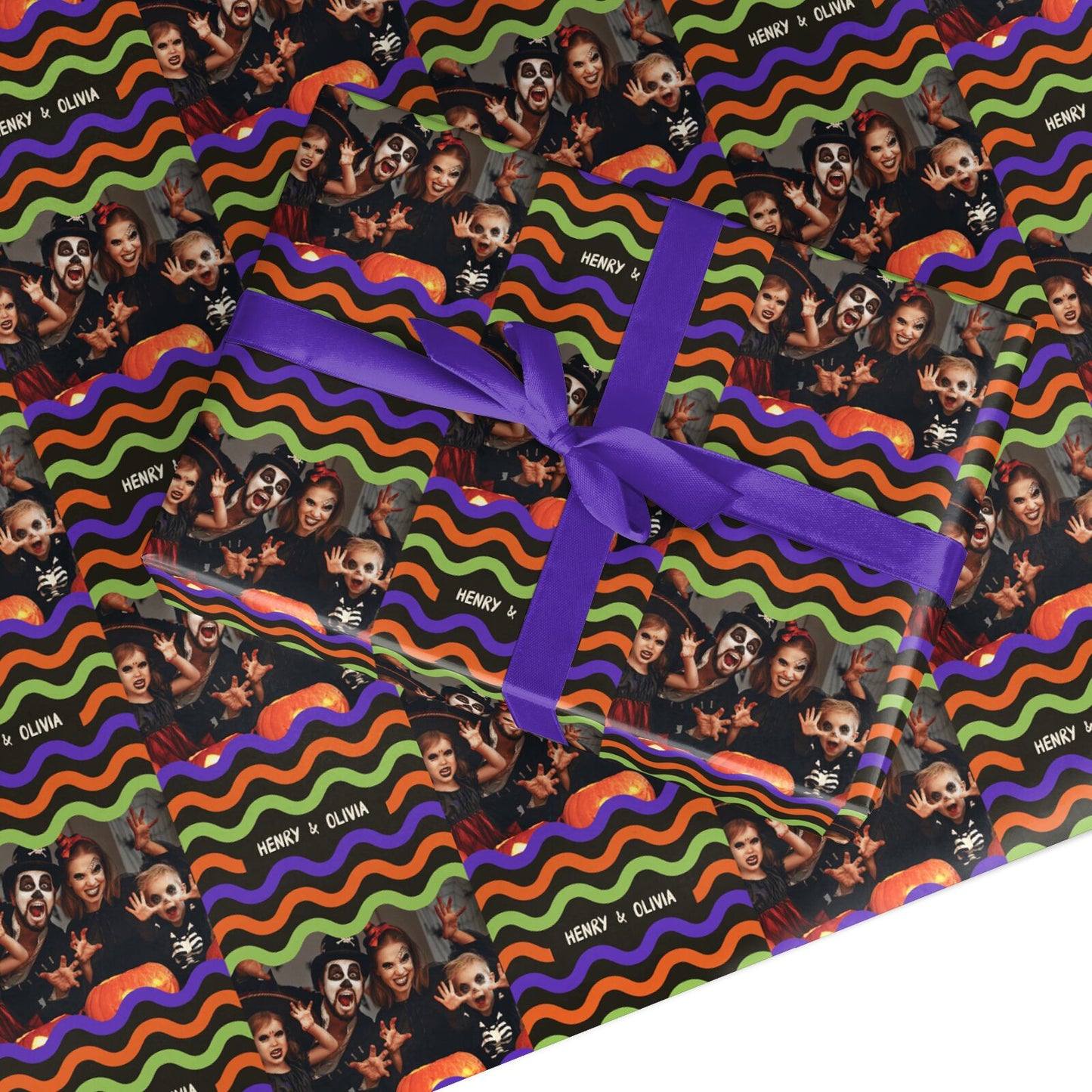 Personalised Halloween Colours Photo Custom Wrapping Paper