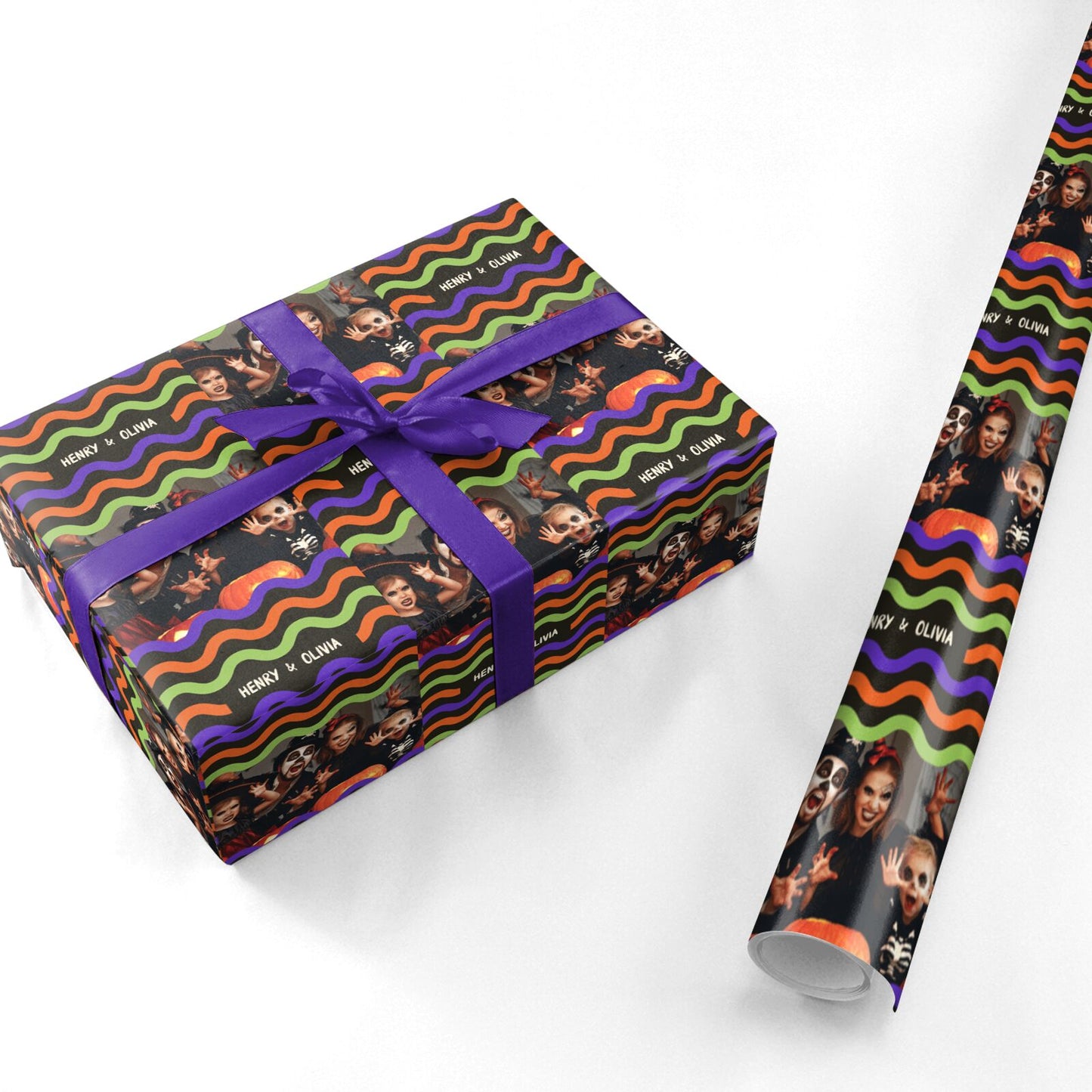 Personalised Halloween Colours Photo Personalised Wrapping Paper