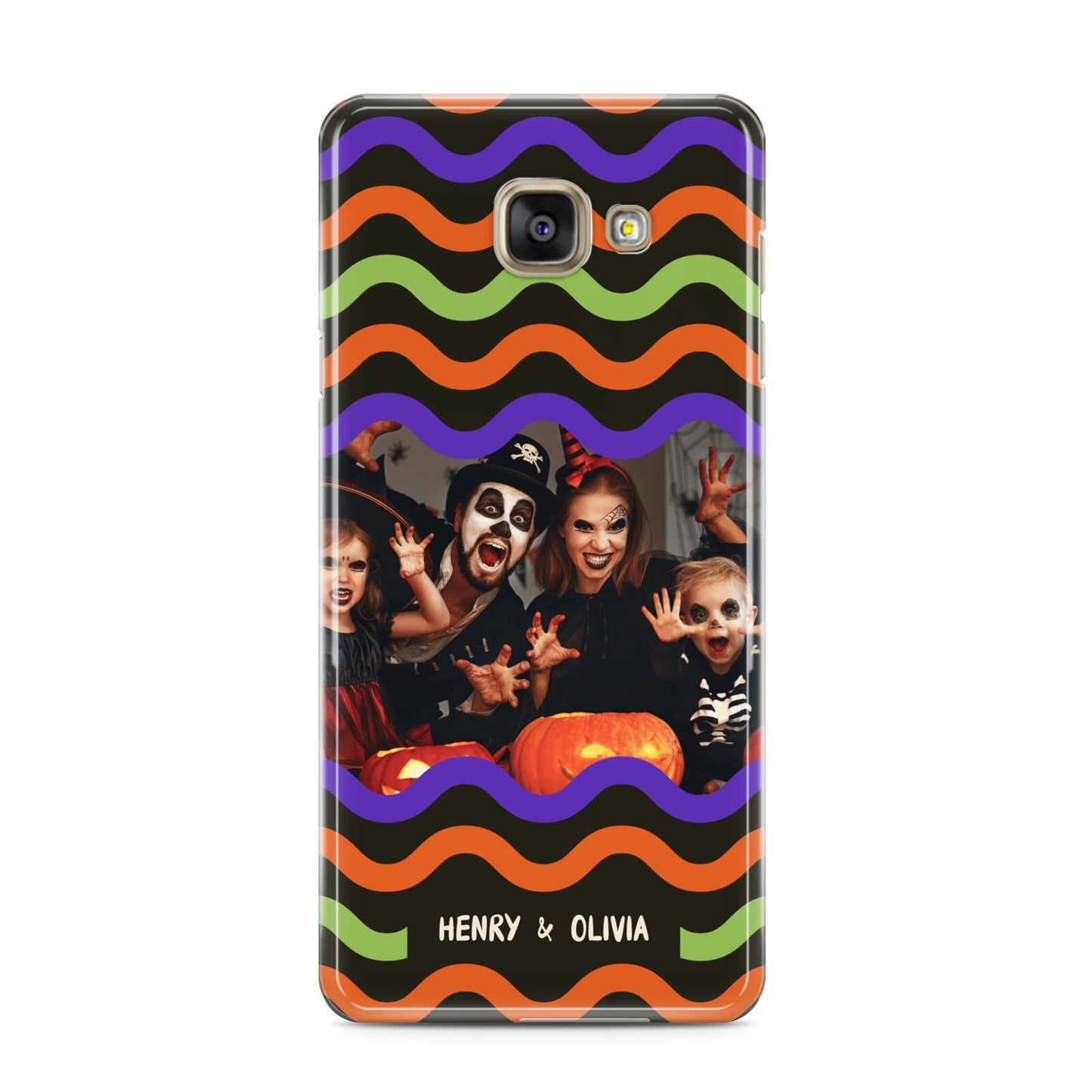 Personalised Halloween Colours Photo Samsung Galaxy A3 2016 Case on gold phone