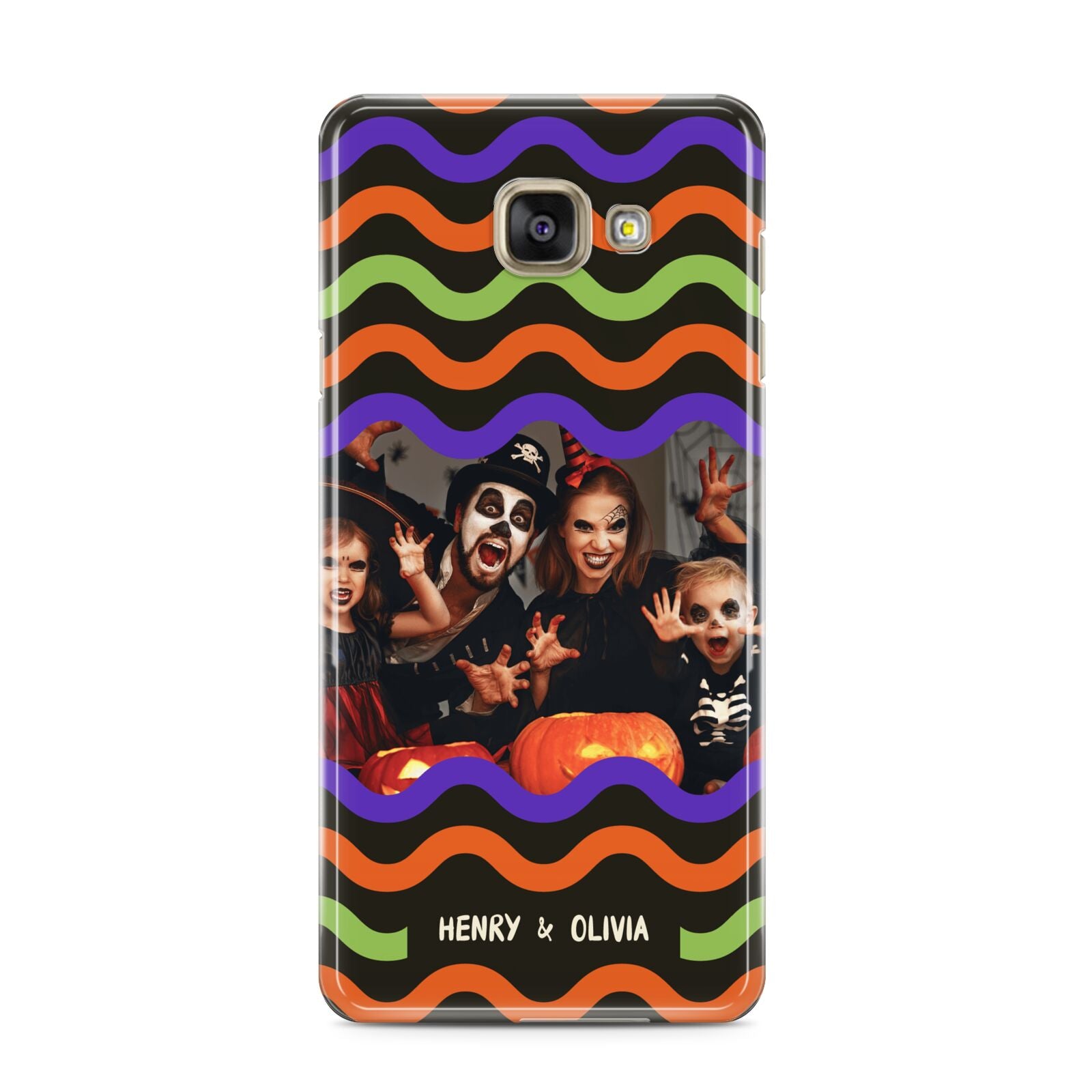 Personalised Halloween Colours Photo Samsung Galaxy A3 2016 Case on gold phone