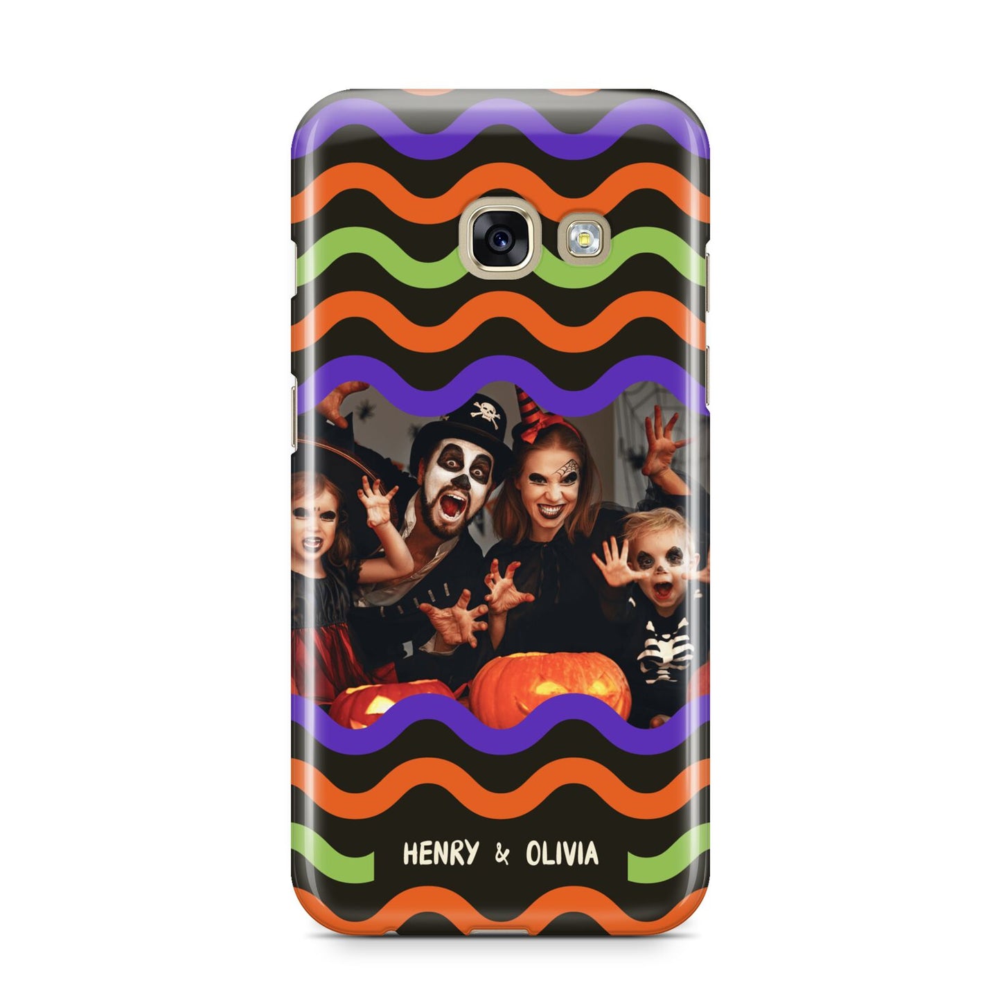 Personalised Halloween Colours Photo Samsung Galaxy A3 2017 Case on gold phone