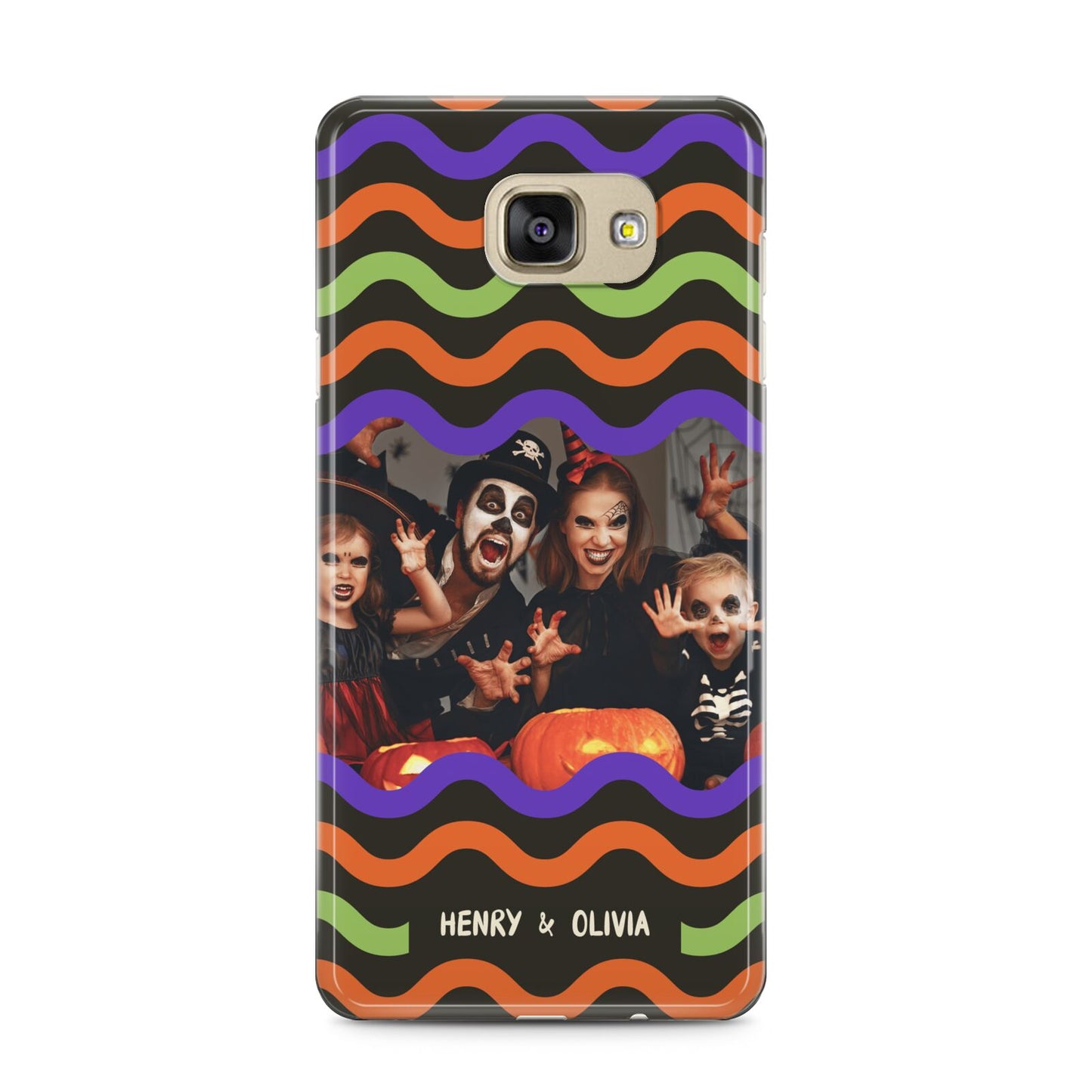 Personalised Halloween Colours Photo Samsung Galaxy A5 2016 Case on gold phone