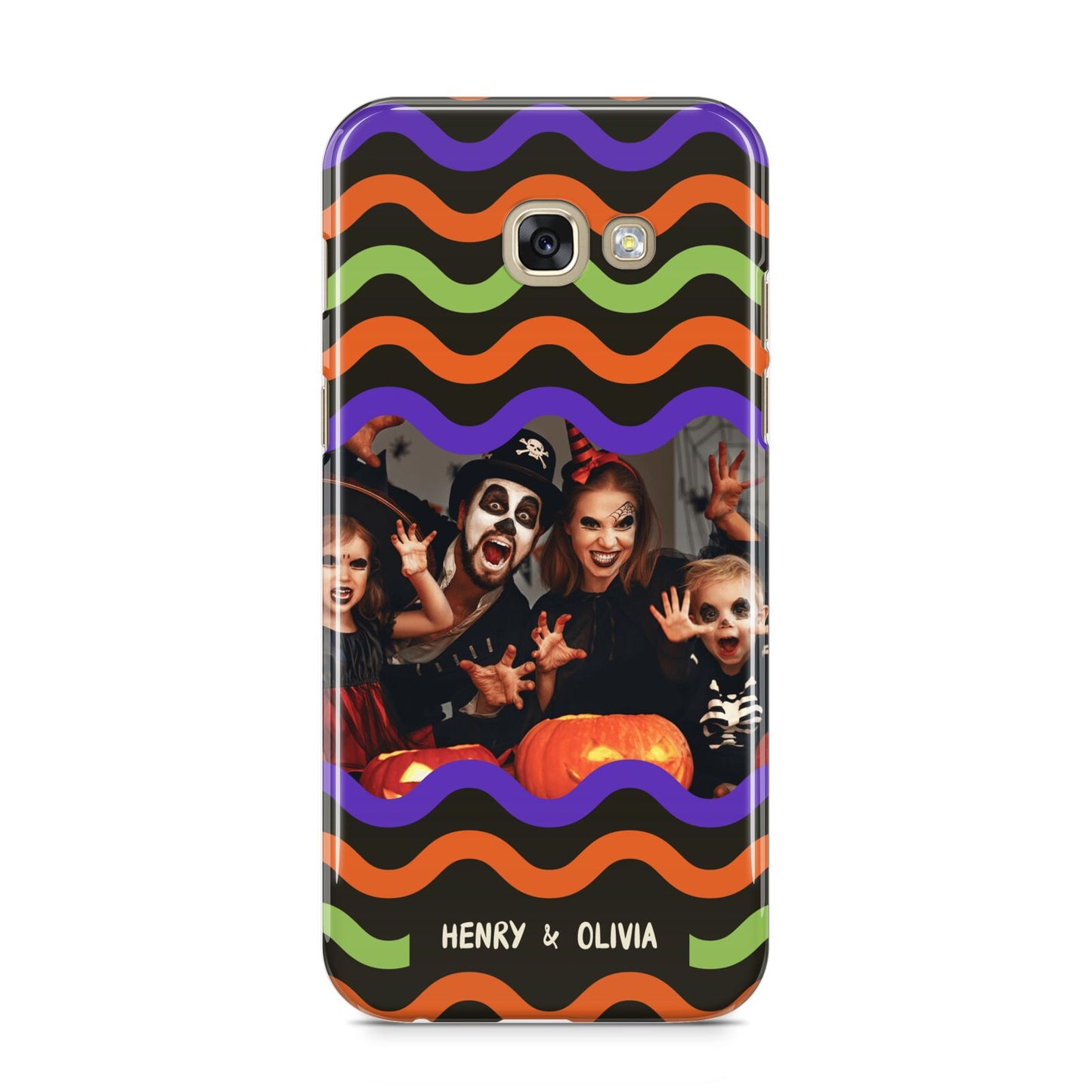 Personalised Halloween Colours Photo Samsung Galaxy A5 2017 Case on gold phone