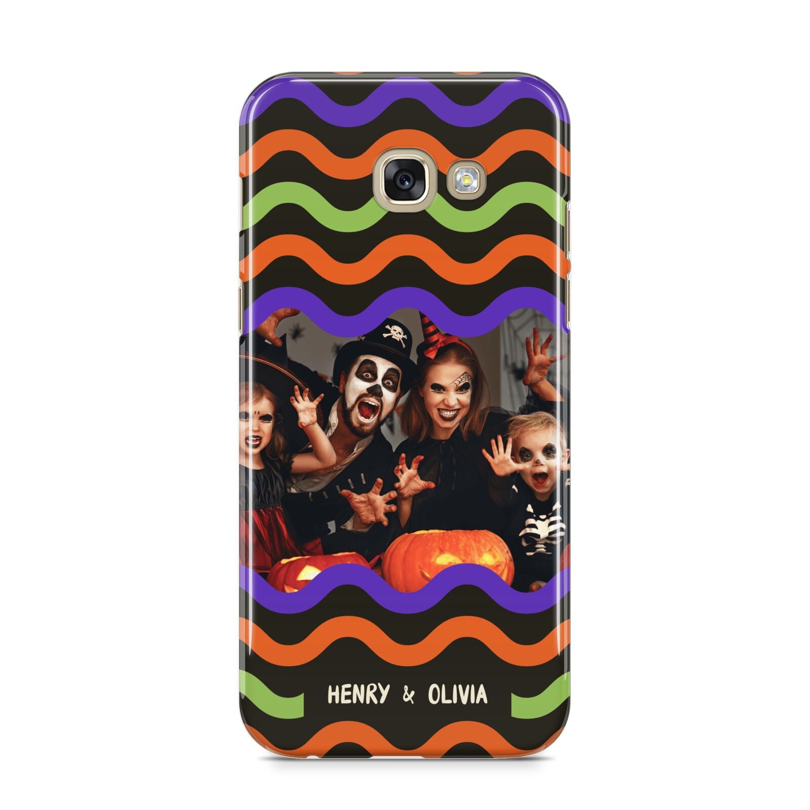 Personalised Halloween Colours Photo Samsung Galaxy A5 2017 Case on gold phone
