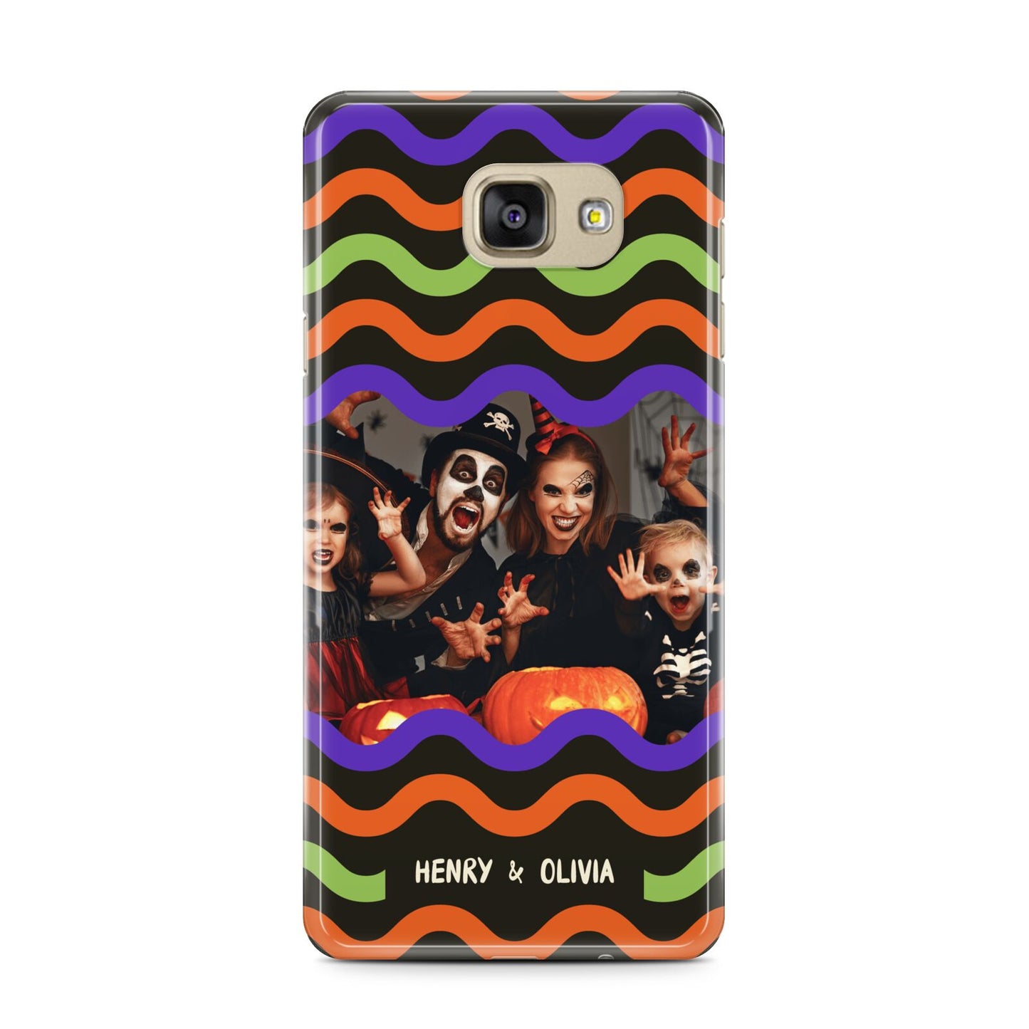 Personalised Halloween Colours Photo Samsung Galaxy A7 2016 Case on gold phone