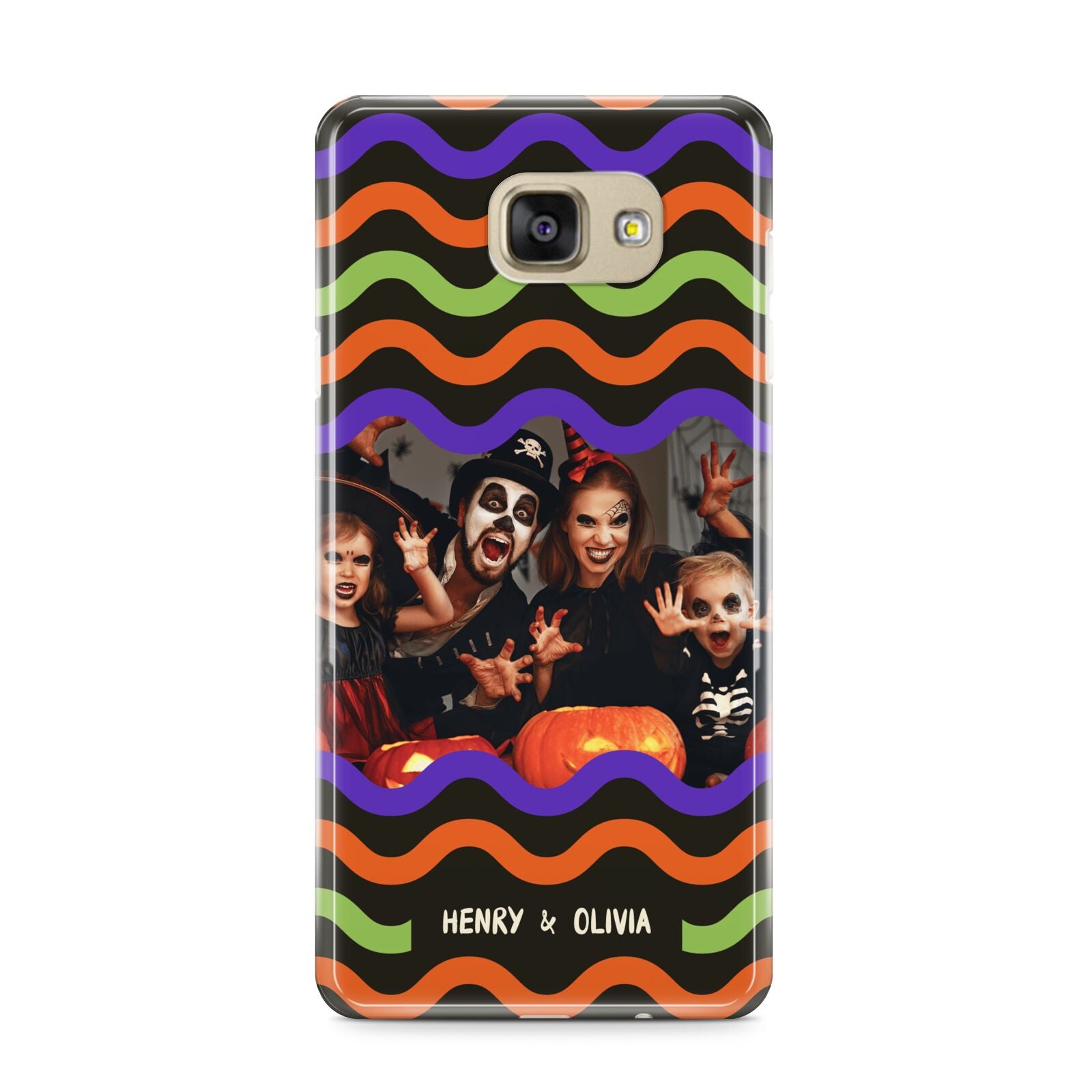 Personalised Halloween Colours Photo Samsung Galaxy A9 2016 Case on gold phone