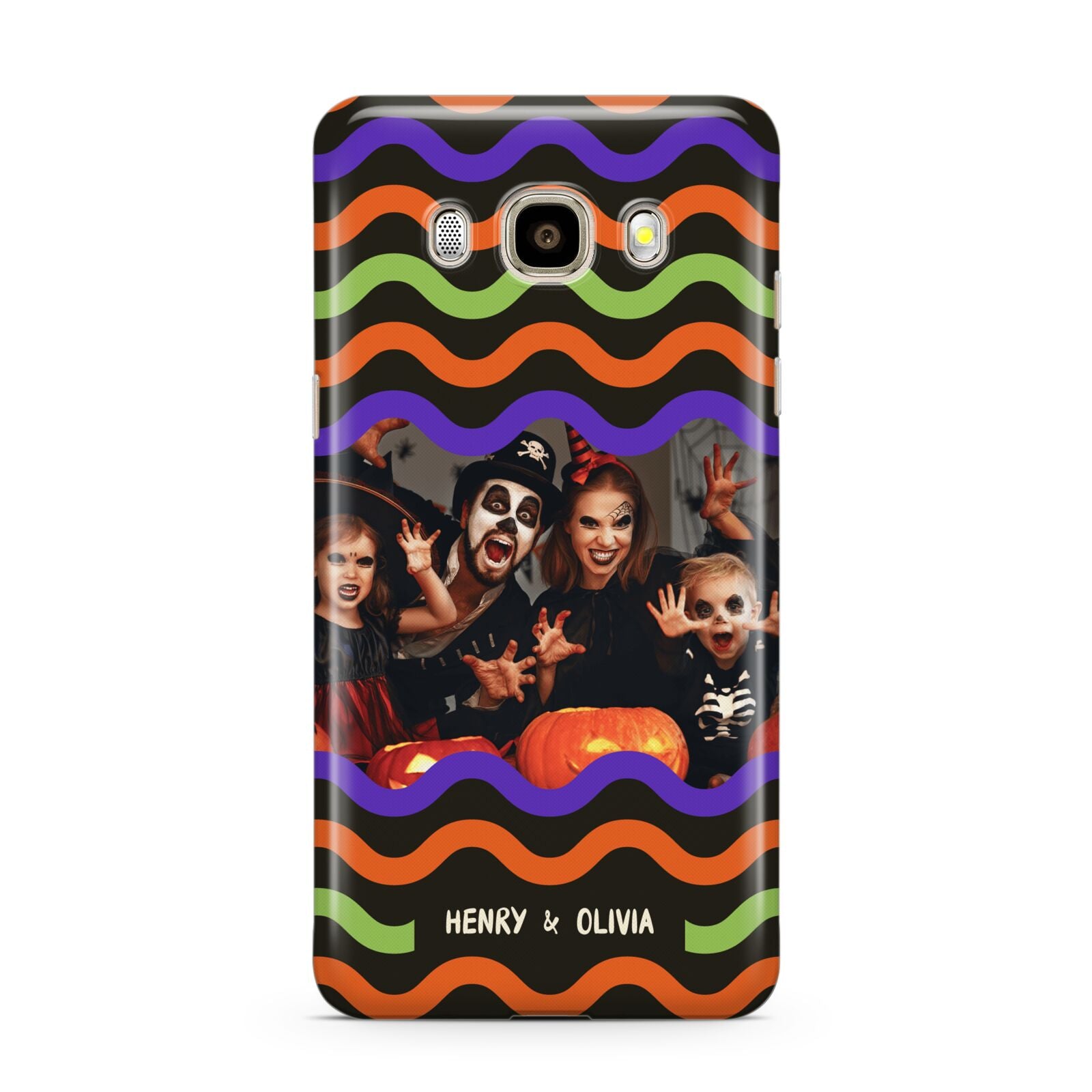 Personalised Halloween Colours Photo Samsung Galaxy J7 2016 Case on gold phone