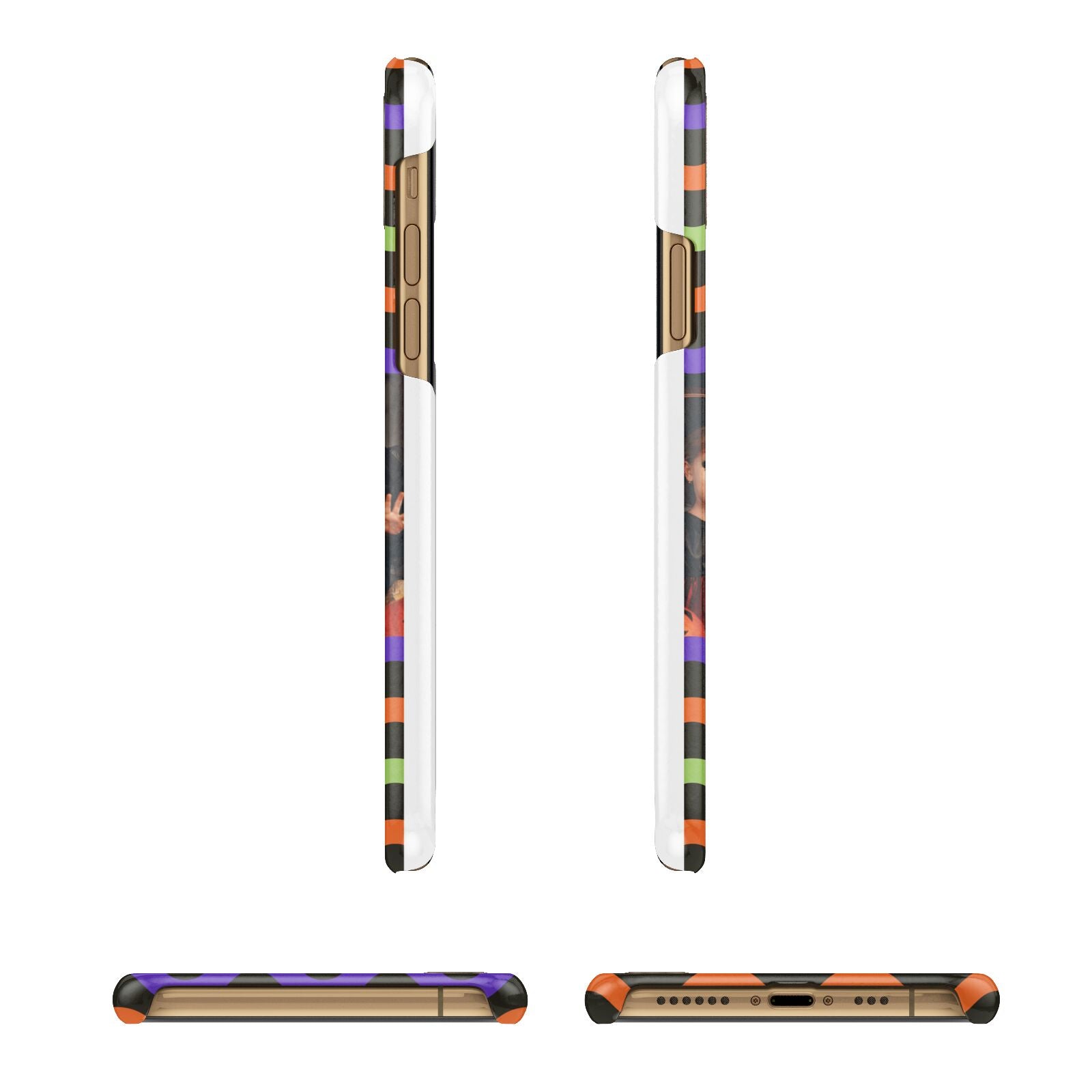 Personalised Halloween Colours Photo iPhone 11 3D Snap Case Angle Images