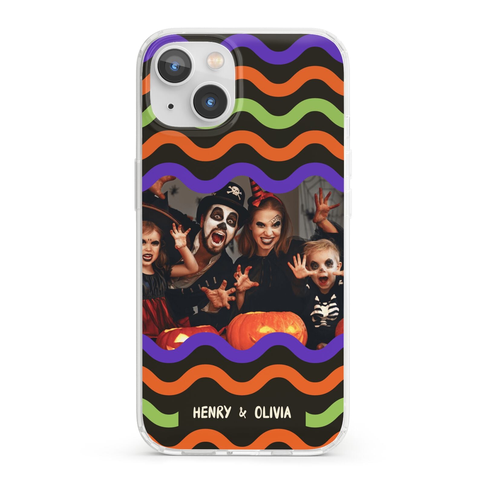 Personalised Halloween Colours Photo iPhone 13 Clear Bumper Case