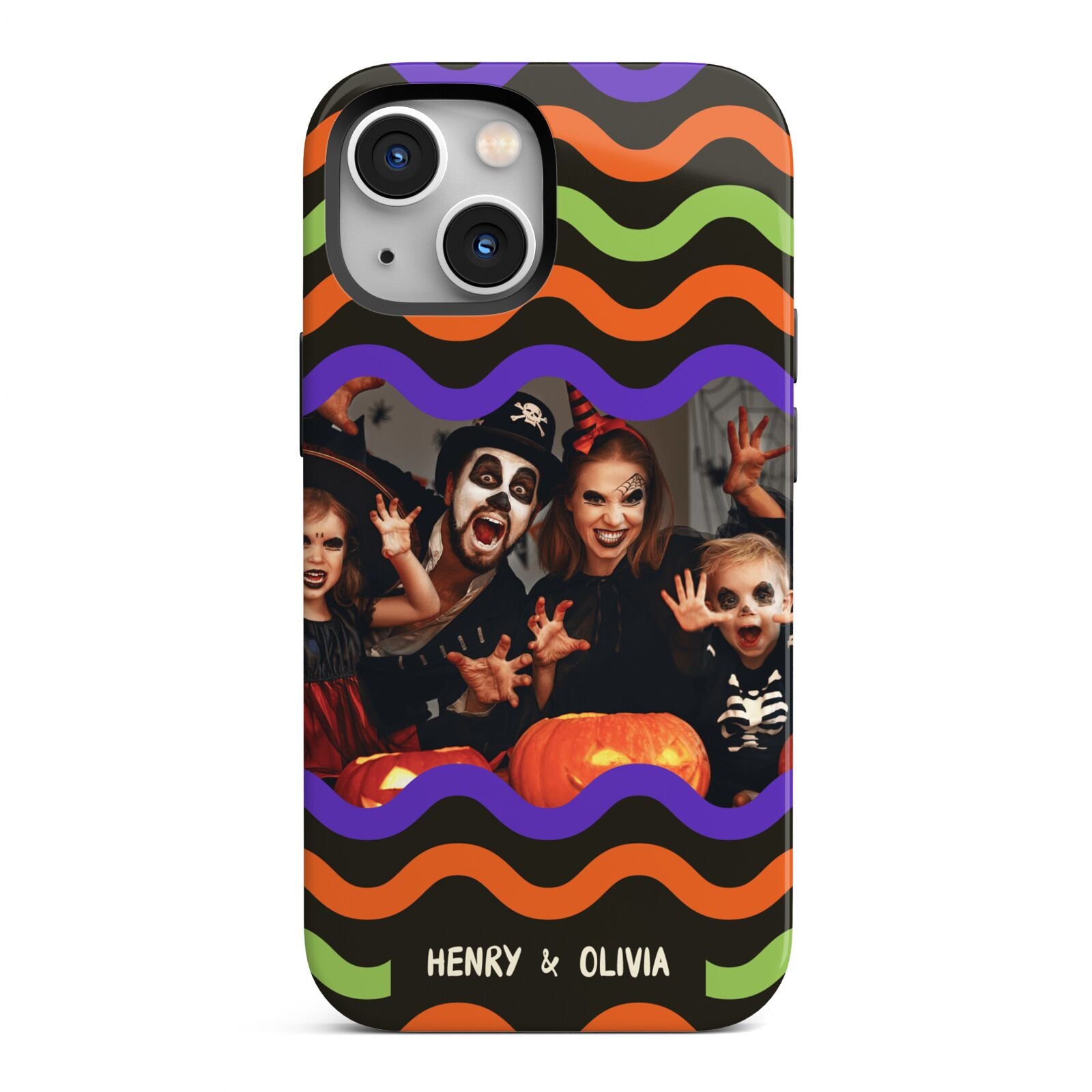 Personalised Halloween Colours Photo iPhone 13 Mini Full Wrap 3D Tough Case