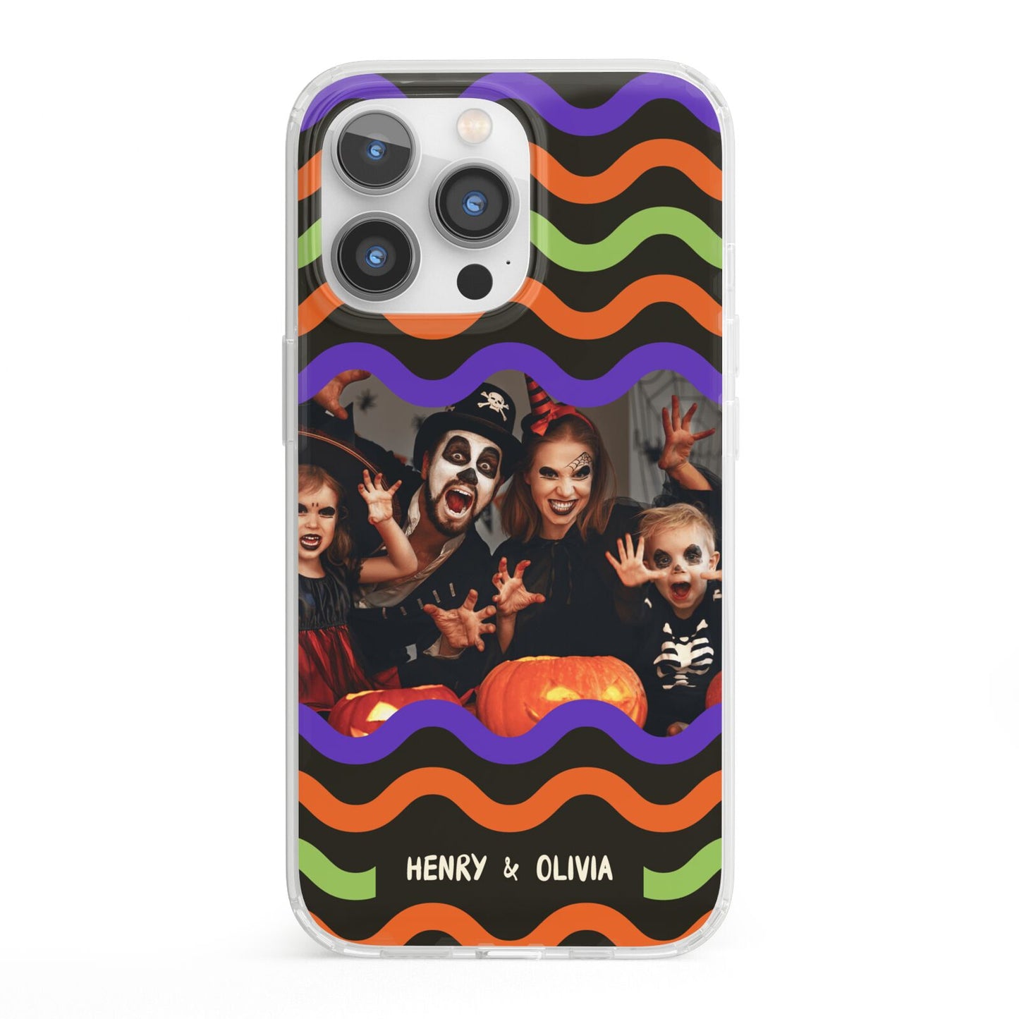 Personalised Halloween Colours Photo iPhone 13 Pro Clear Bumper Case