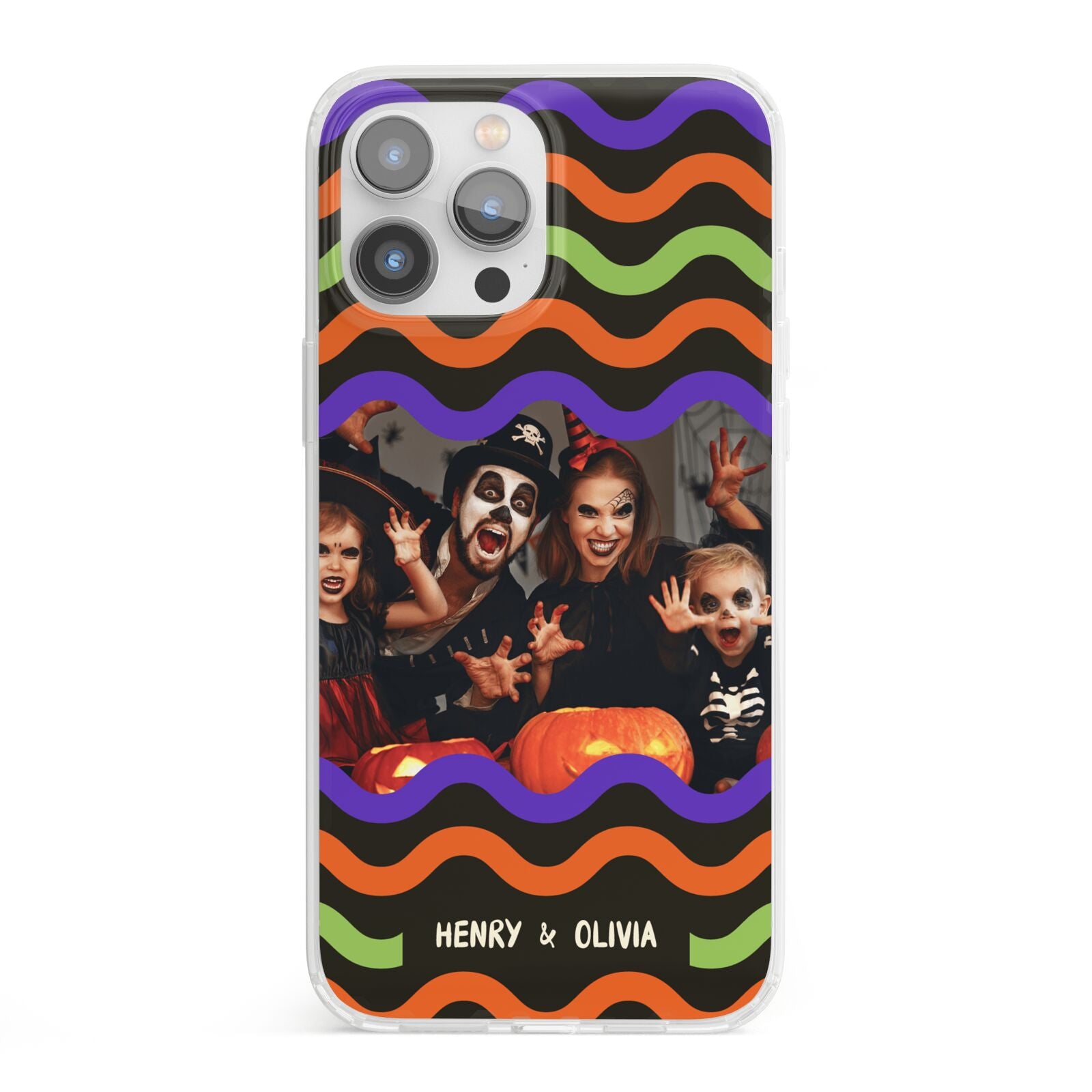 Personalised Halloween Colours Photo iPhone 13 Pro Max Clear Bumper Case