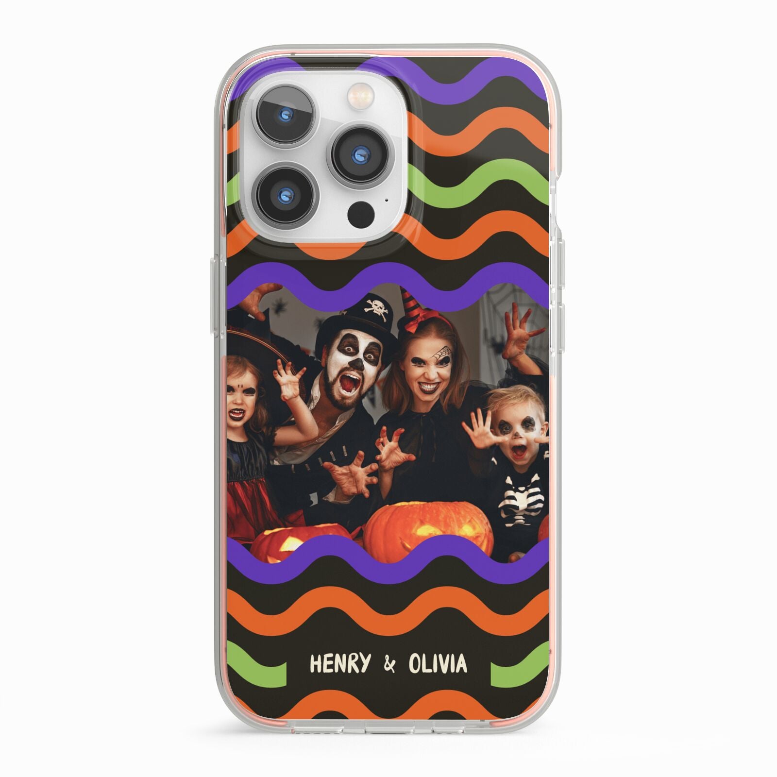 Personalised Halloween Colours Photo iPhone 13 Pro TPU Impact Case with Pink Edges