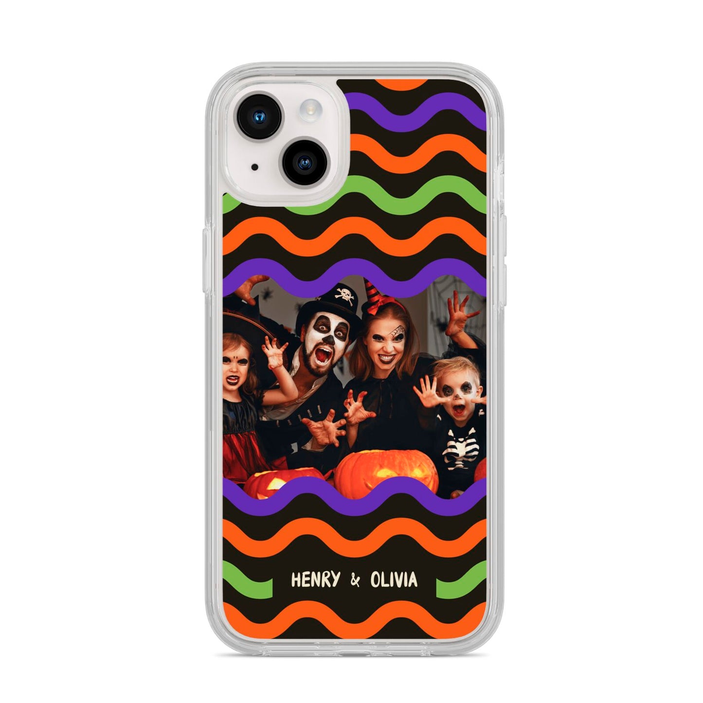 Personalised Halloween Colours Photo iPhone 14 Plus Clear Tough Case Starlight