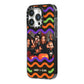 Personalised Halloween Colours Photo iPhone 14 Pro Black Impact Case Side Angle on Silver phone
