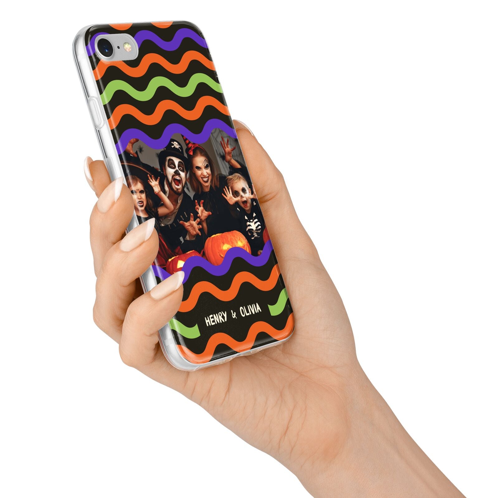 Personalised Halloween Colours Photo iPhone 7 Bumper Case on Silver iPhone Alternative Image