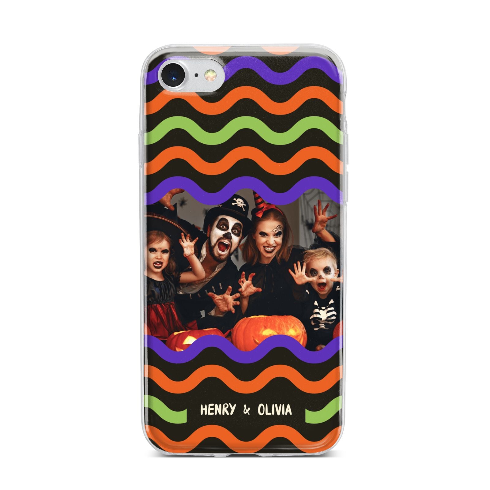 Personalised Halloween Colours Photo iPhone 7 Bumper Case on Silver iPhone