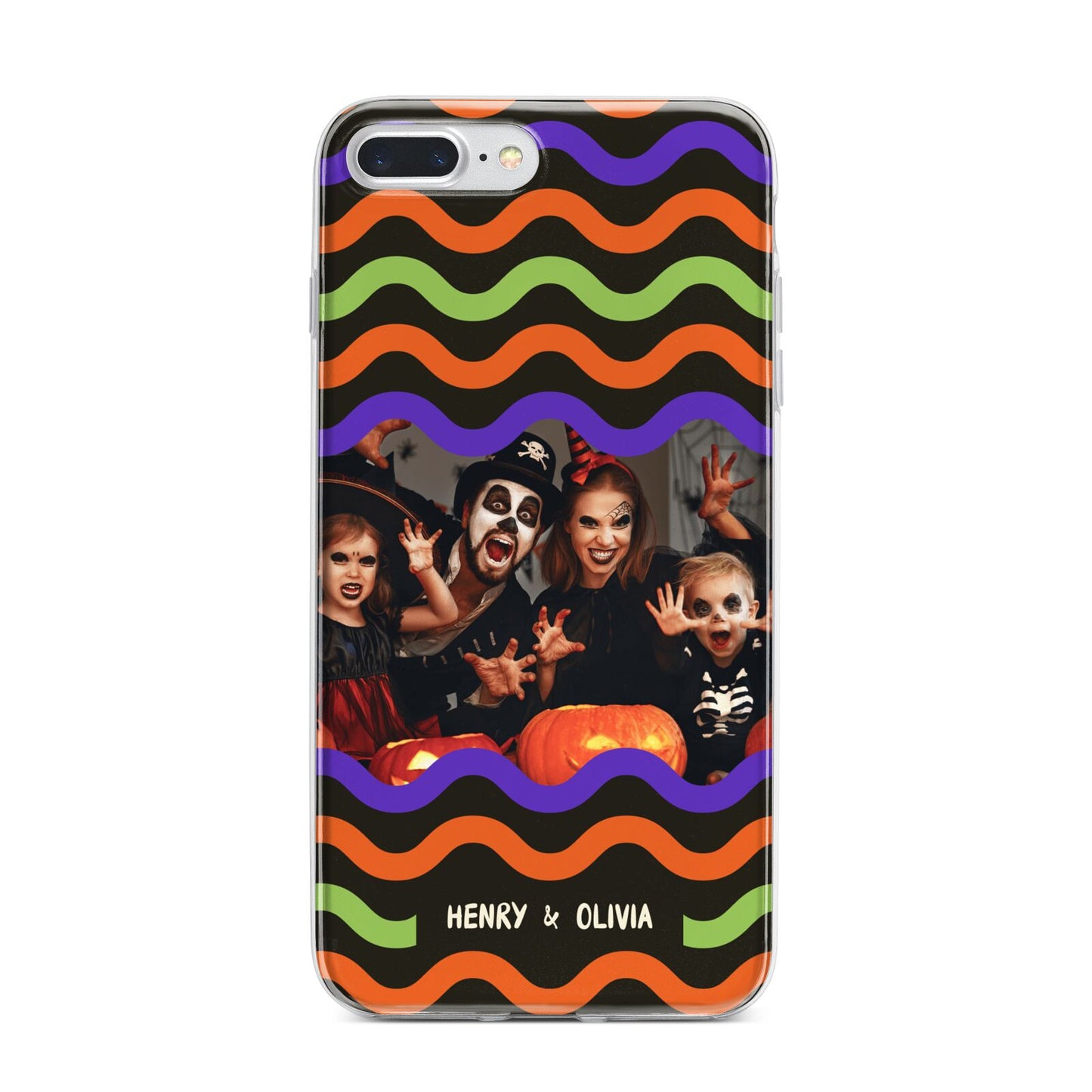 Personalised Halloween Colours Photo iPhone 7 Plus Bumper Case on Silver iPhone