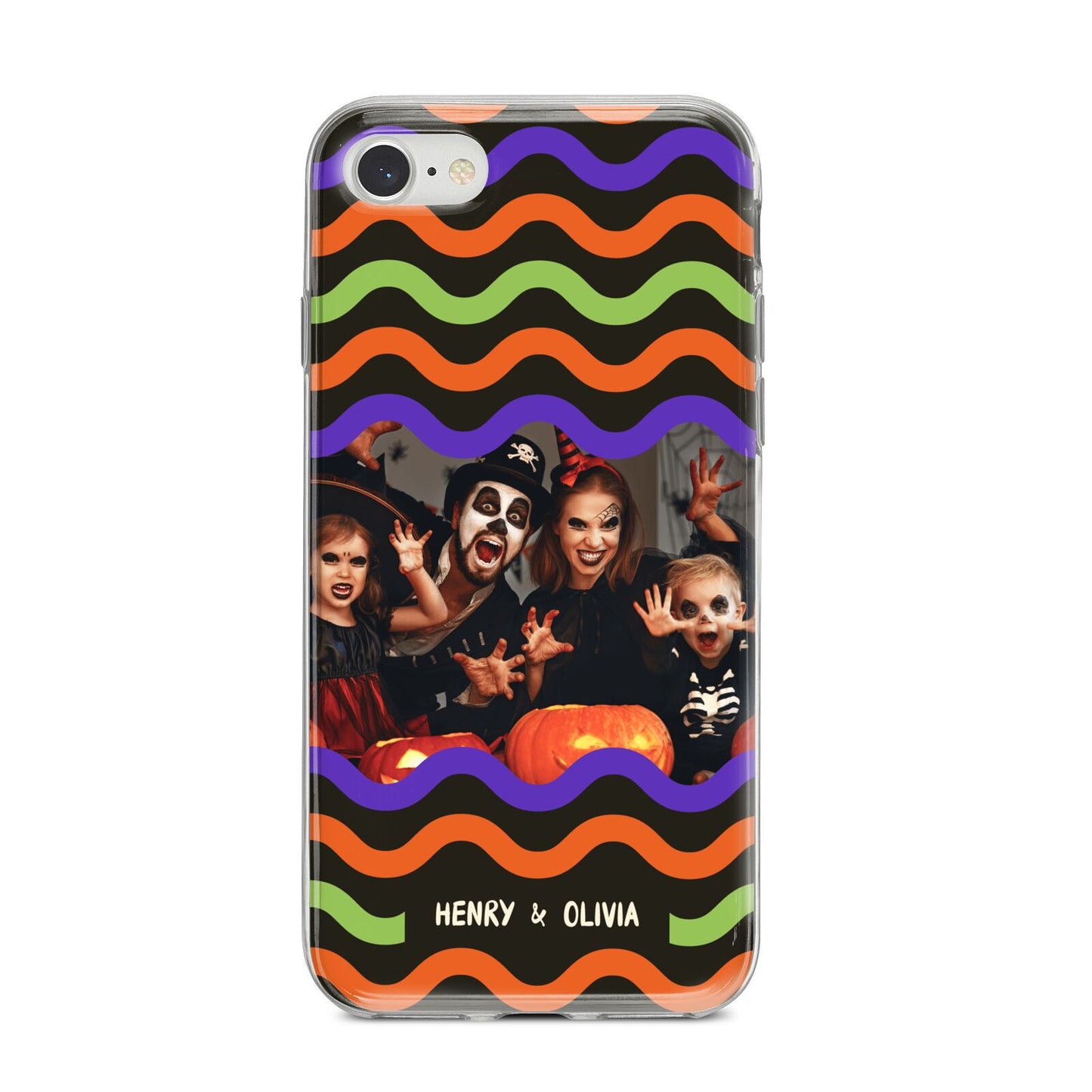 Personalised Halloween Colours Photo iPhone 8 Bumper Case on Silver iPhone
