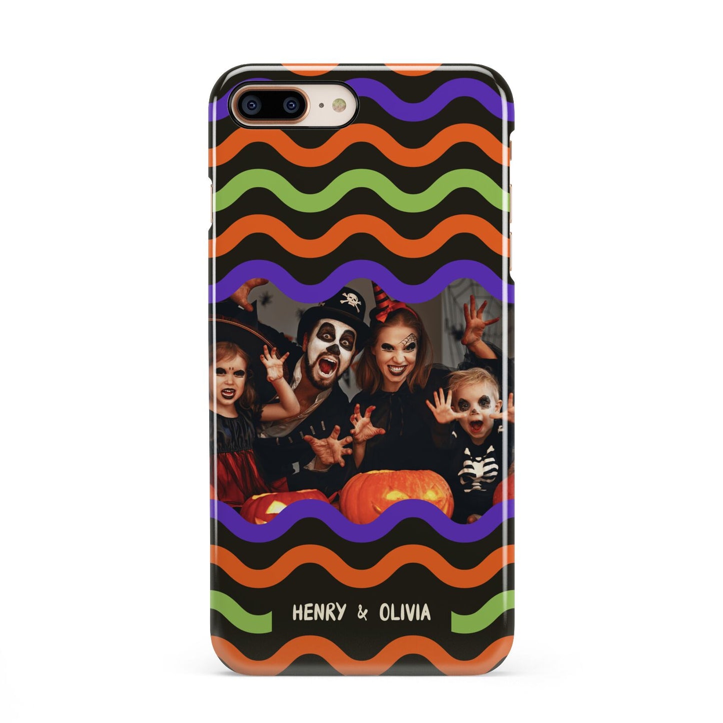 Personalised Halloween Colours Photo iPhone 8 Plus 3D Snap Case on Gold Phone
