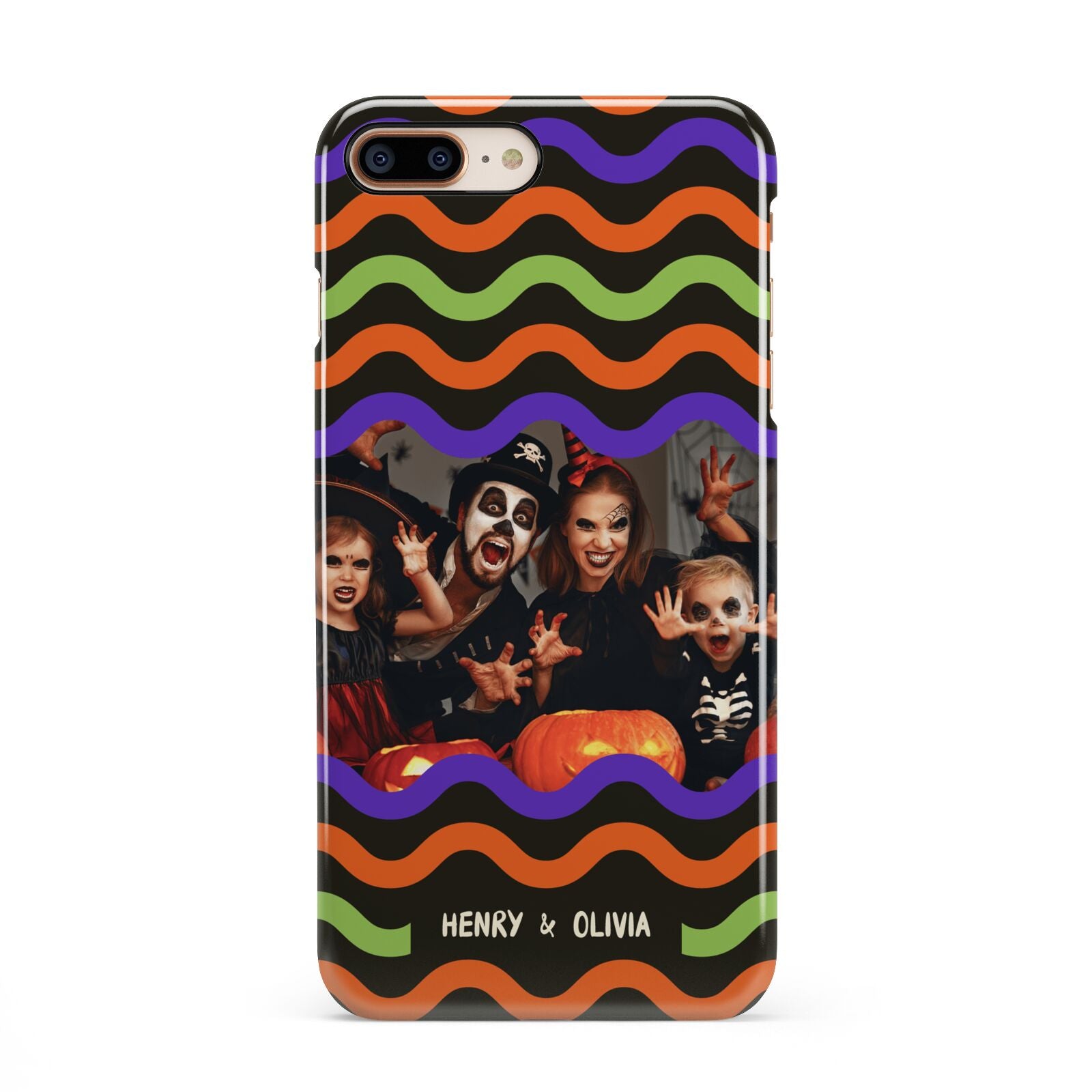 Personalised Halloween Colours Photo iPhone 8 Plus 3D Snap Case on Gold Phone