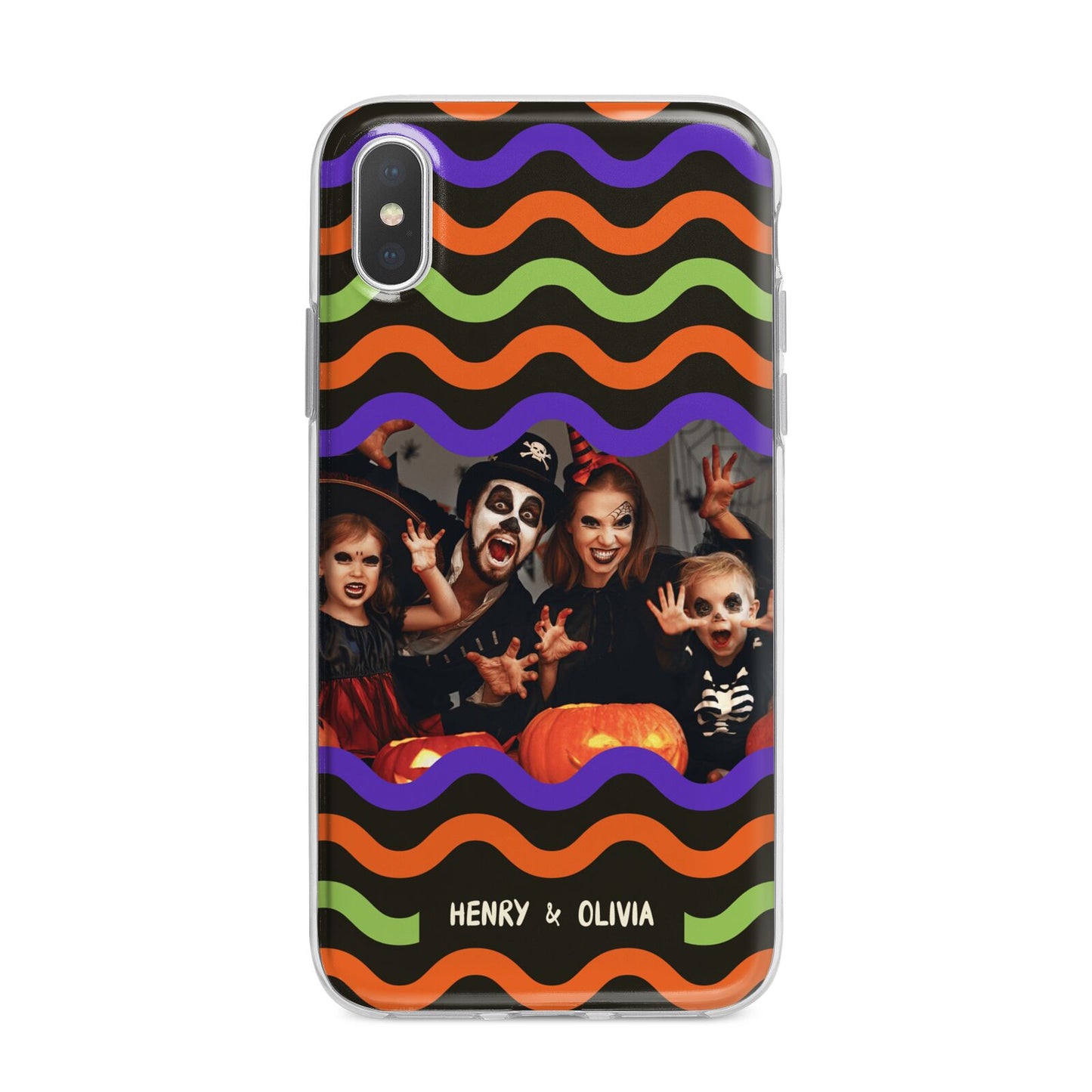 Personalised Halloween Colours Photo iPhone X Bumper Case on Silver iPhone Alternative Image 1