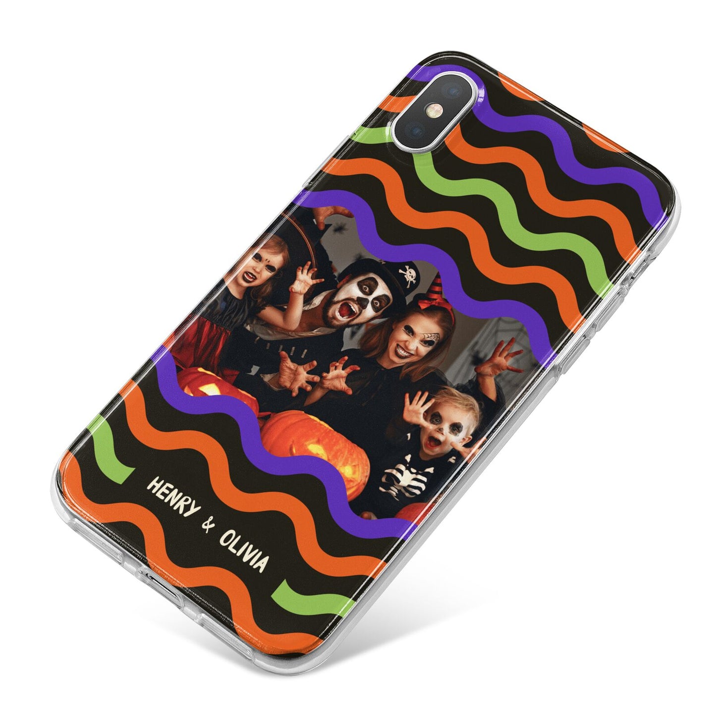 Personalised Halloween Colours Photo iPhone X Bumper Case on Silver iPhone