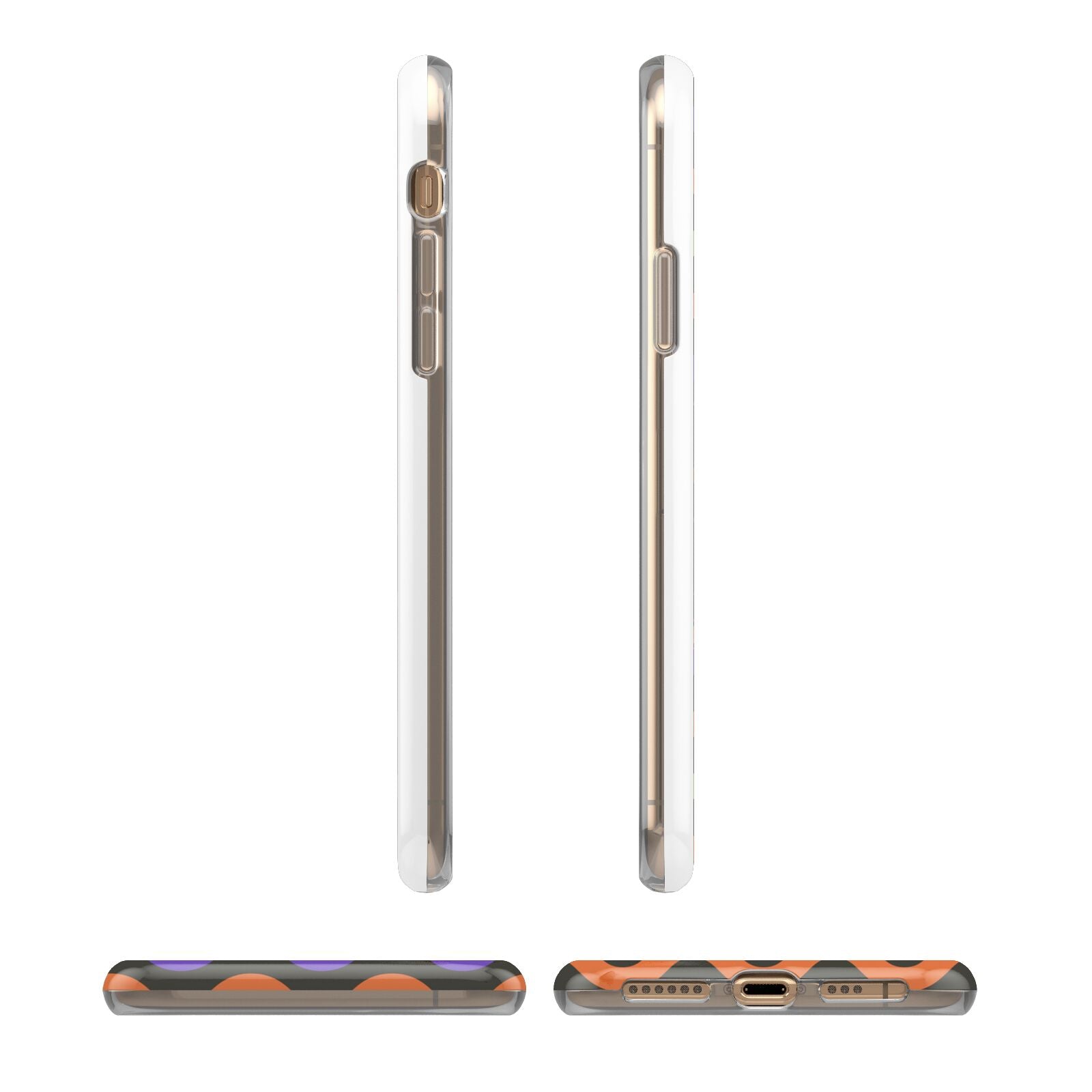 Personalised Halloween Colours Photo iPhone XS 3D Tough Case in Gold Angled Images