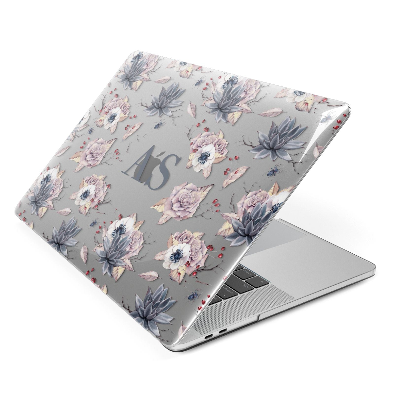 Personalised Halloween Floral Apple MacBook Case Side View