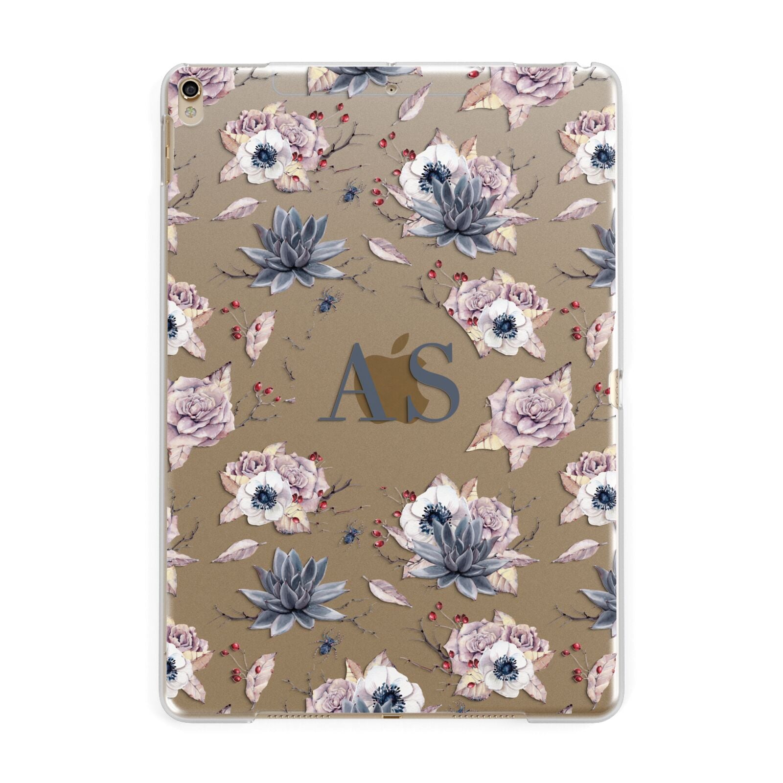Personalised Halloween Floral Apple iPad Gold Case