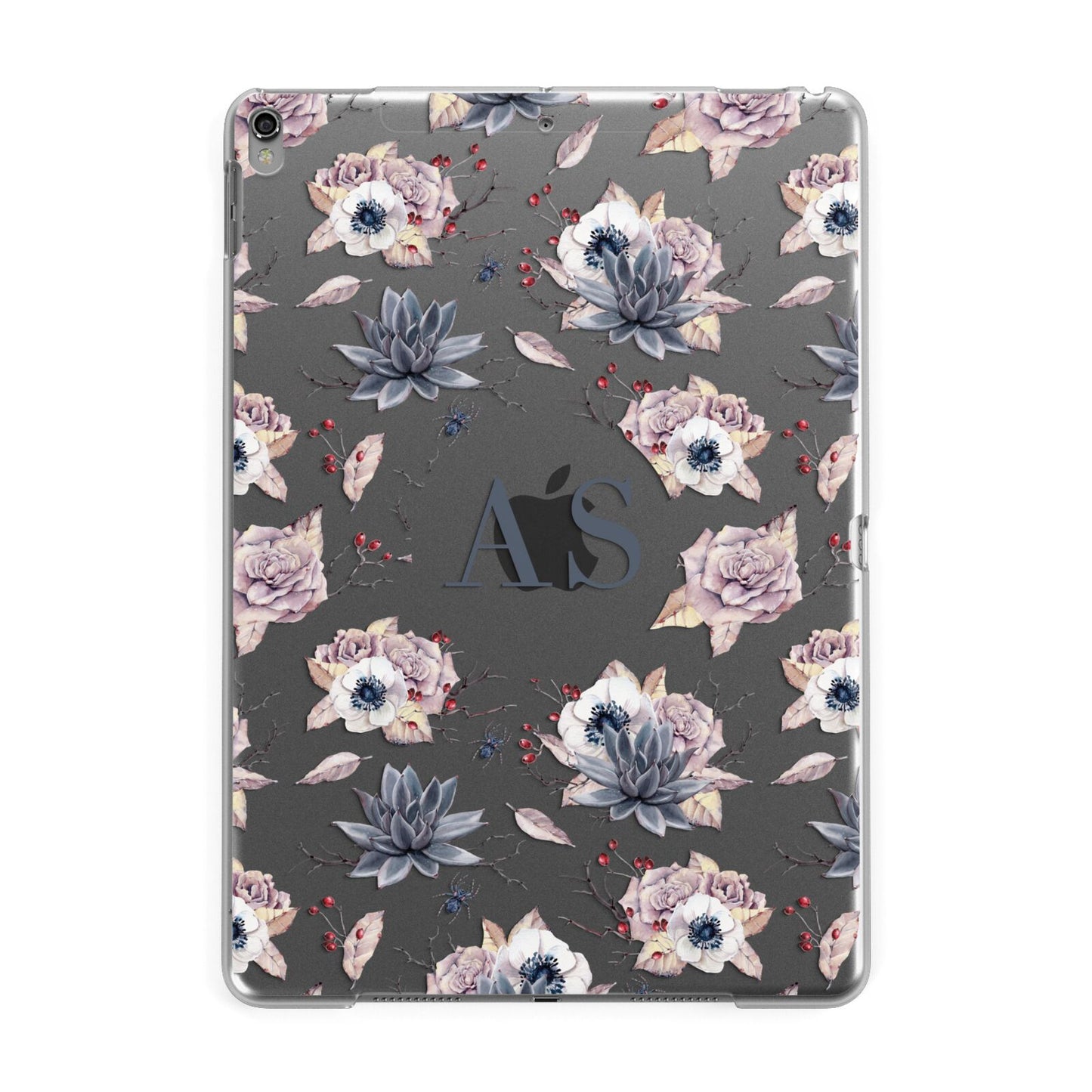 Personalised Halloween Floral Apple iPad Grey Case