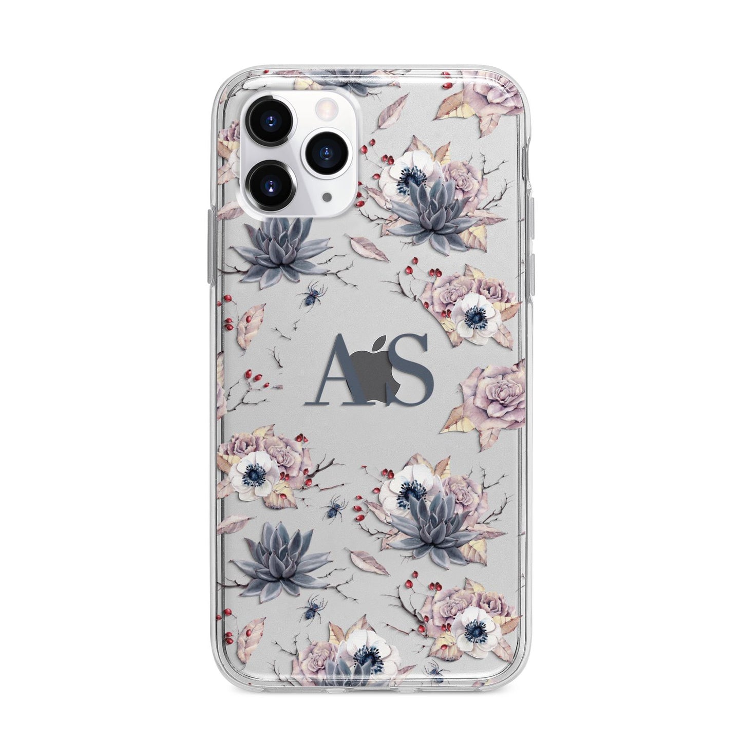Personalised Halloween Floral Apple iPhone 11 Pro Max in Silver with Bumper Case