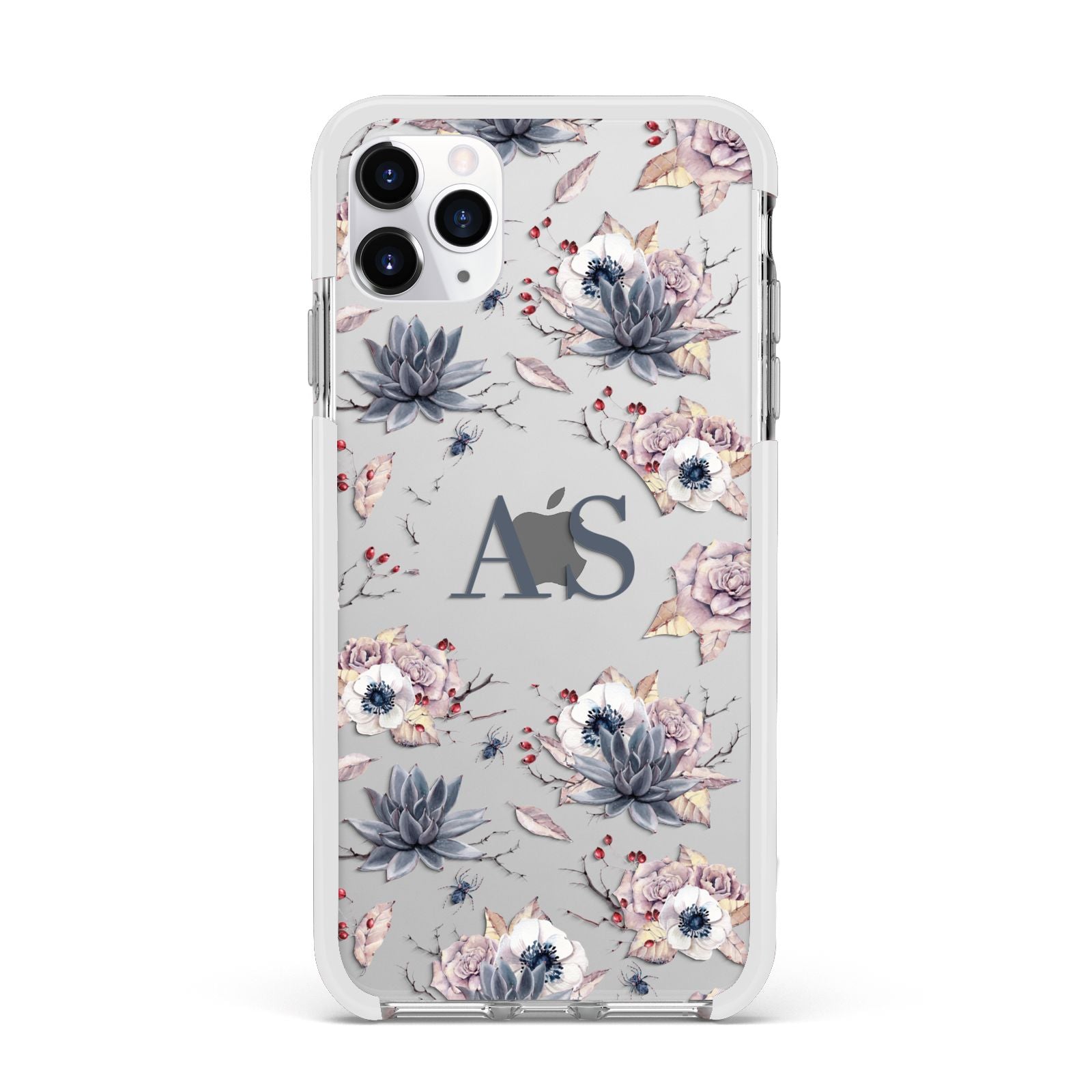 Personalised Halloween Floral Apple iPhone 11 Pro Max in Silver with White Impact Case