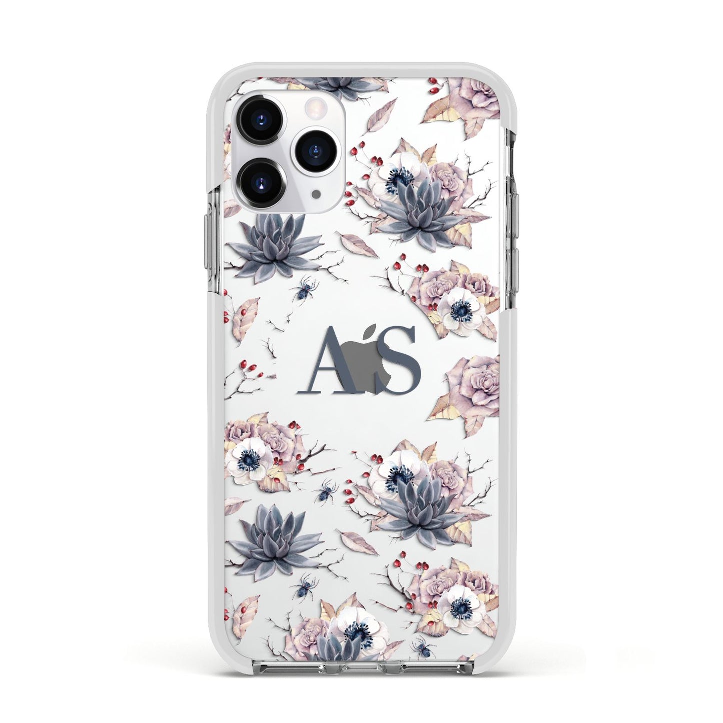 Personalised Halloween Floral Apple iPhone 11 Pro in Silver with White Impact Case