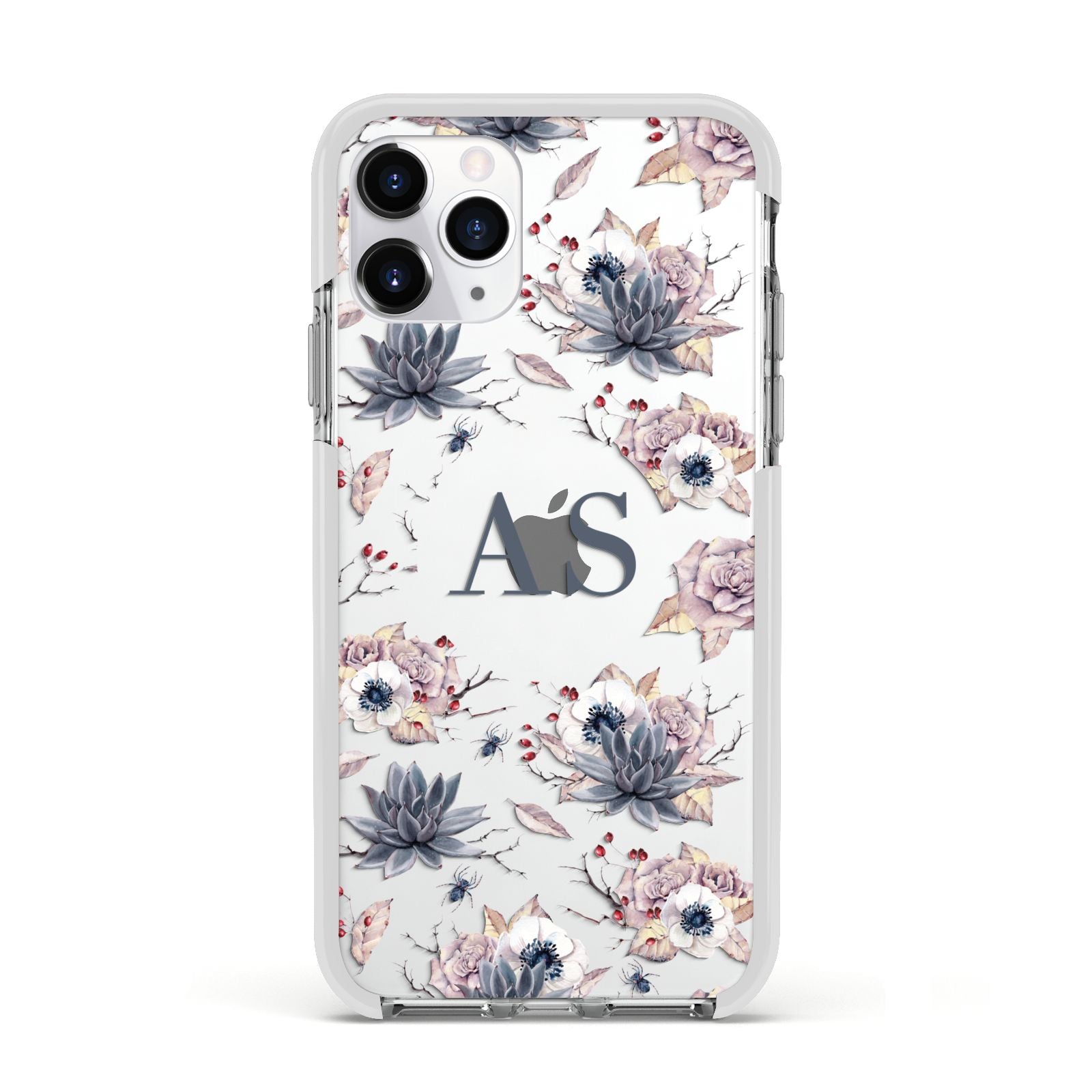 Personalised Halloween Floral Apple iPhone 11 Pro in Silver with White Impact Case
