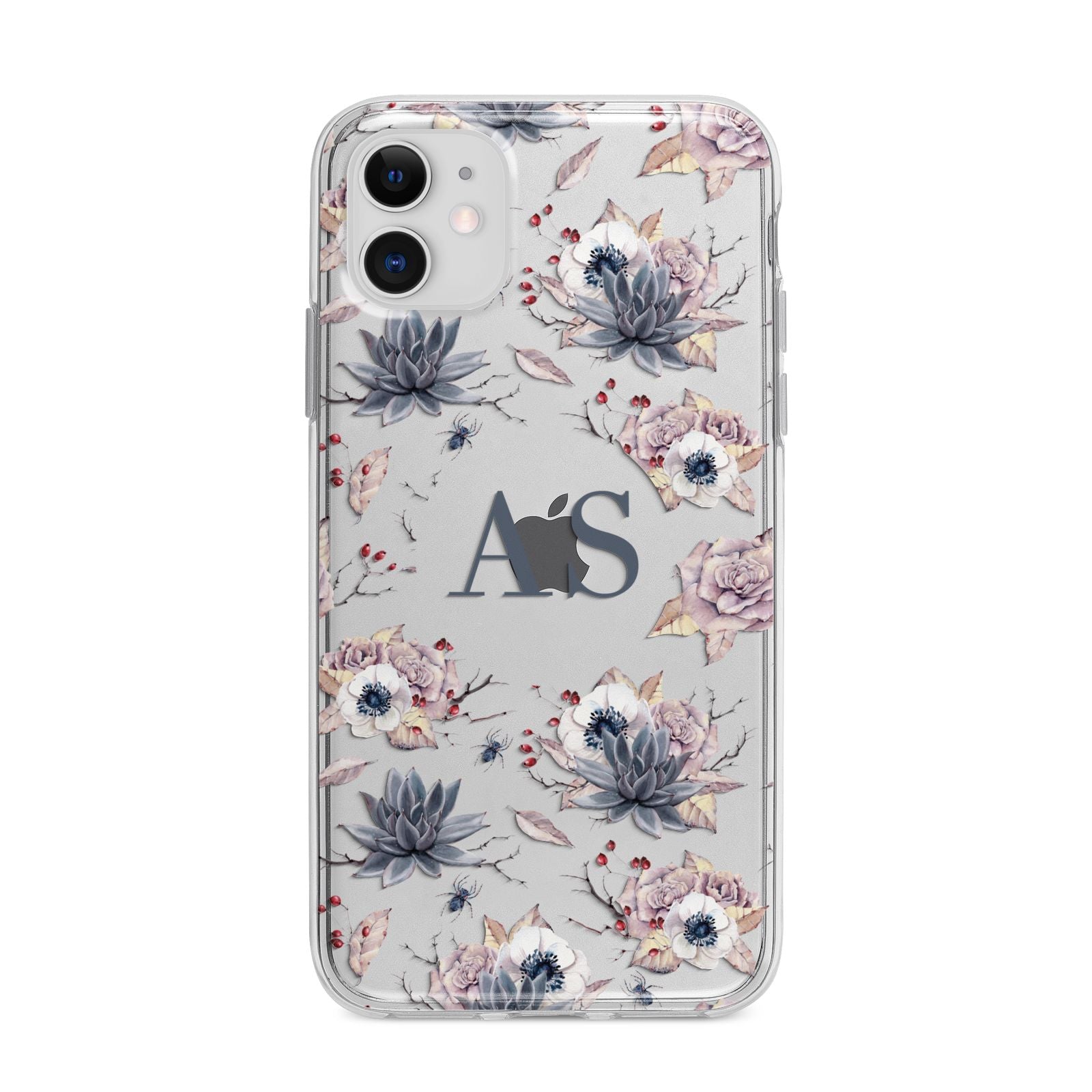 Personalised Halloween Floral Apple iPhone 11 in White with Bumper Case