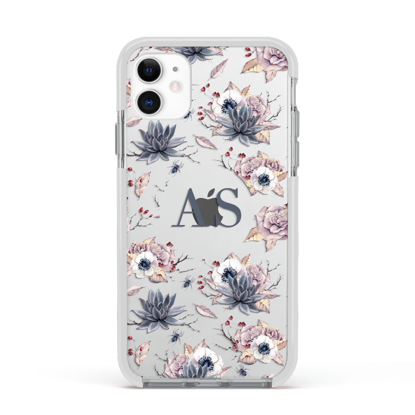 Personalised Halloween Floral Apple iPhone 11 in White with White Impact Case
