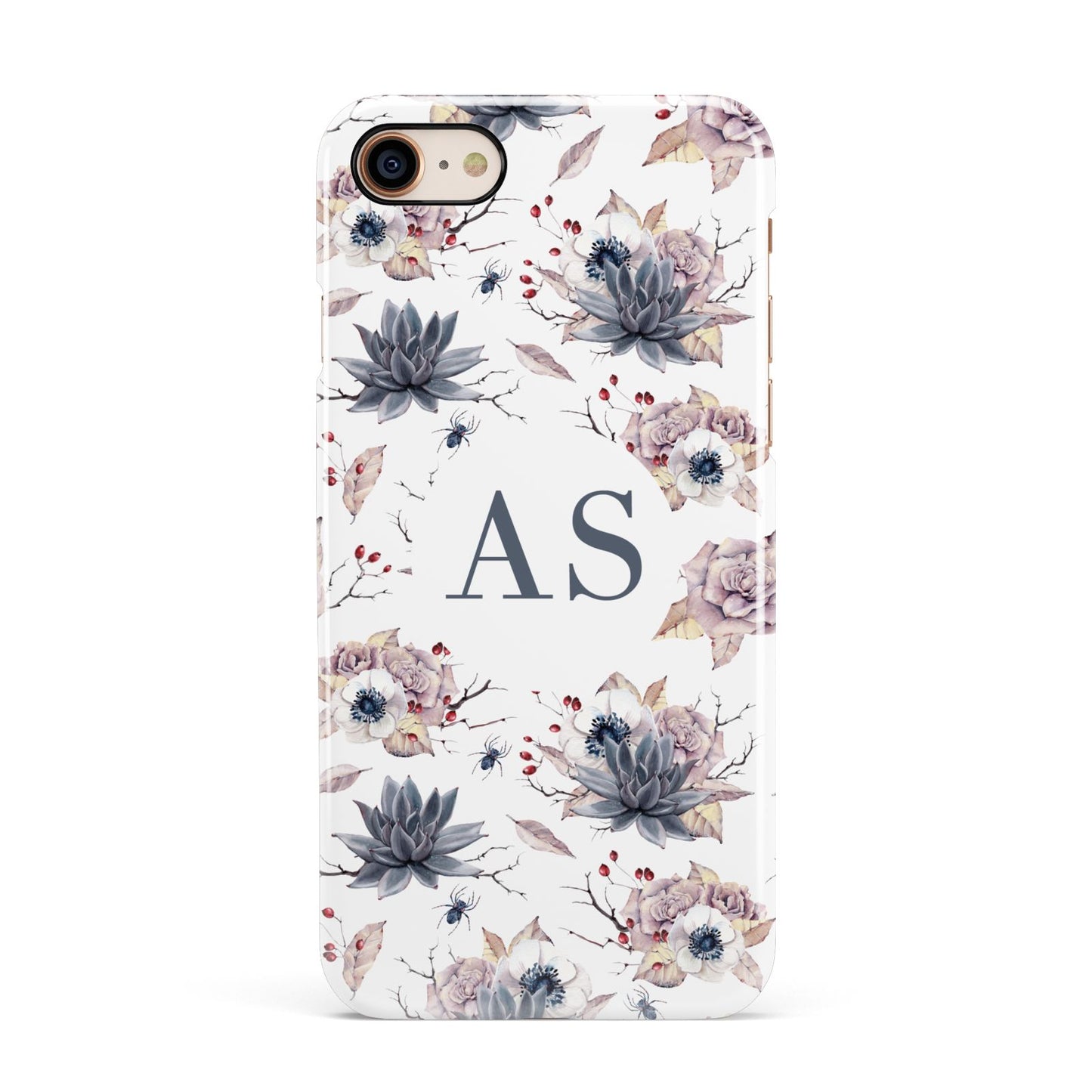 Personalised Halloween Floral Apple iPhone 7 8 3D Snap Case