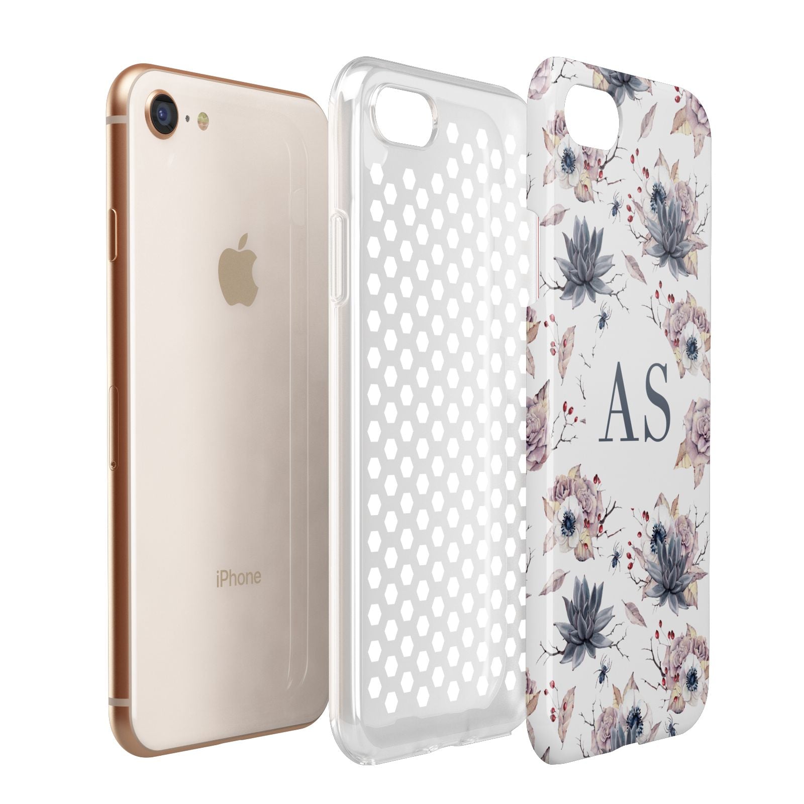 Personalised Halloween Floral Apple iPhone 7 8 3D Tough Case Expanded View