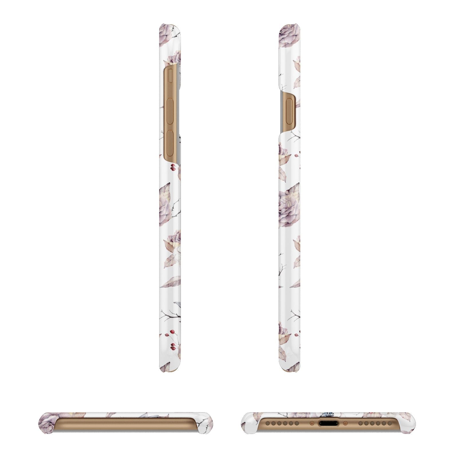 Personalised Halloween Floral Apple iPhone 7 8 3D Wrap Snap Case Angled Images