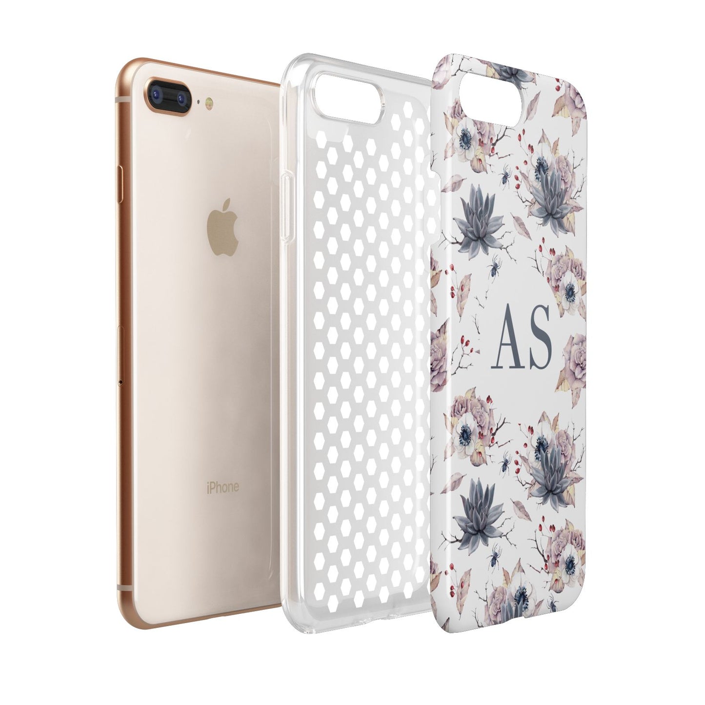 Personalised Halloween Floral Apple iPhone 7 8 Plus 3D Tough Case Expanded View