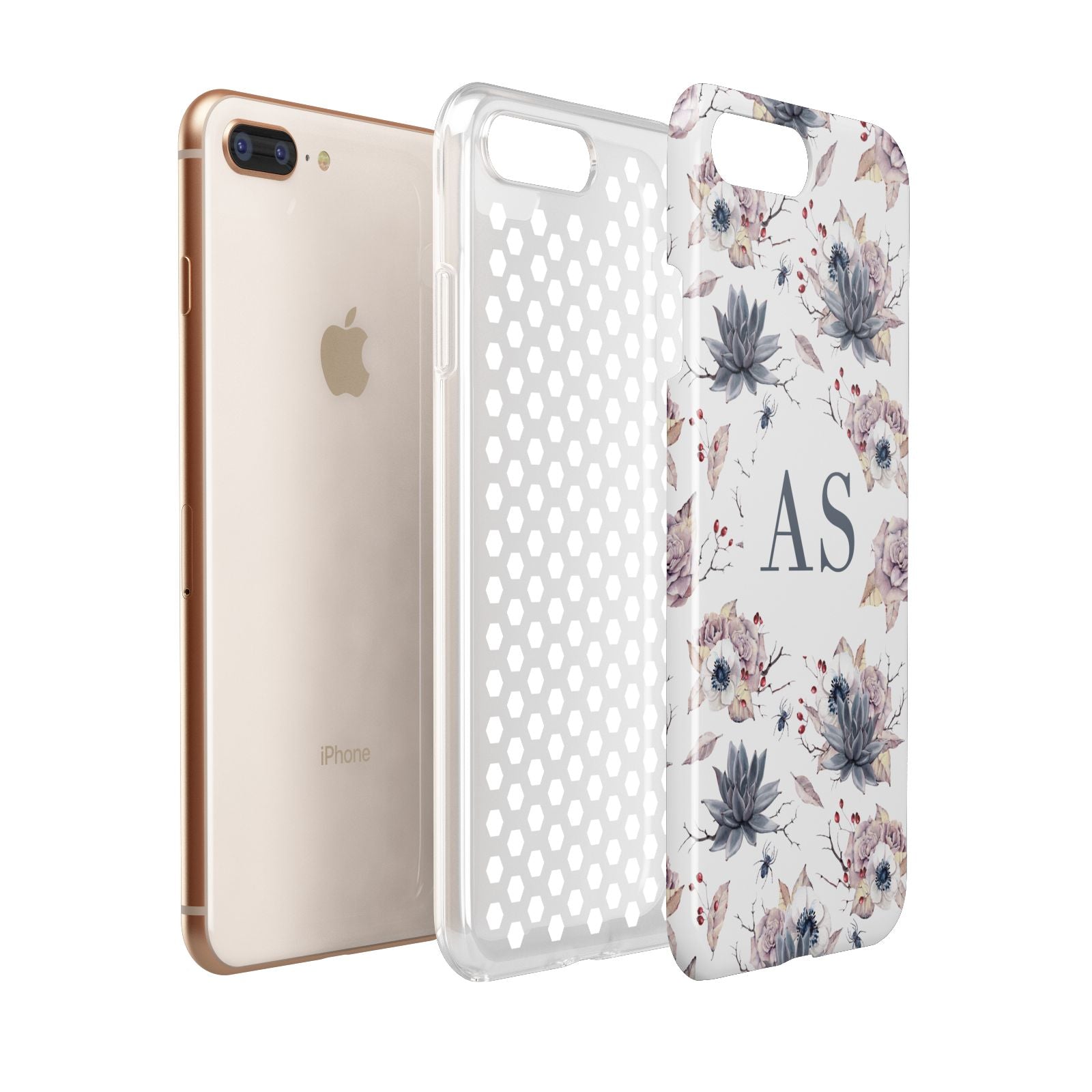 Personalised Halloween Floral Apple iPhone 7 8 Plus 3D Tough Case Expanded View