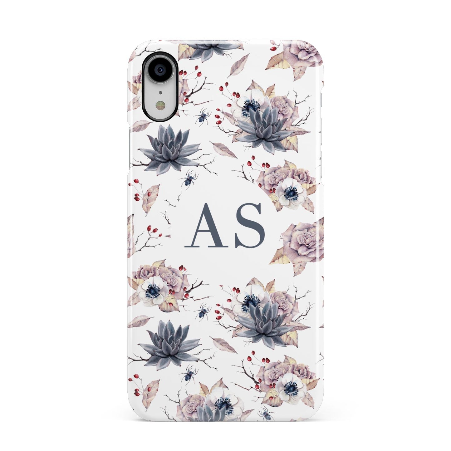 Personalised Halloween Floral Apple iPhone XR White 3D Snap Case