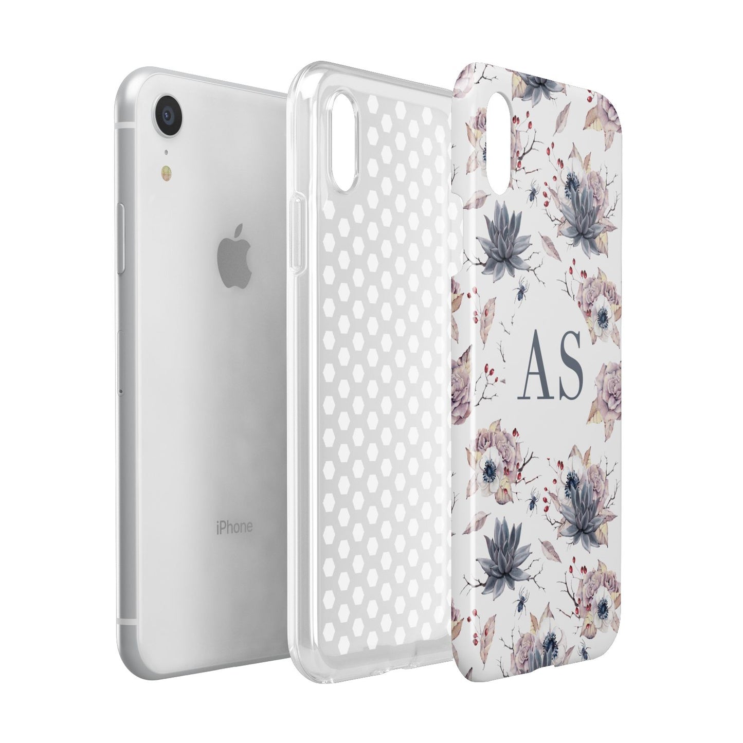 Personalised Halloween Floral Apple iPhone XR White 3D Tough Case Expanded view