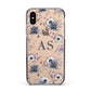 Personalised Halloween Floral Apple iPhone Xs Impact Case Black Edge on Gold Phone