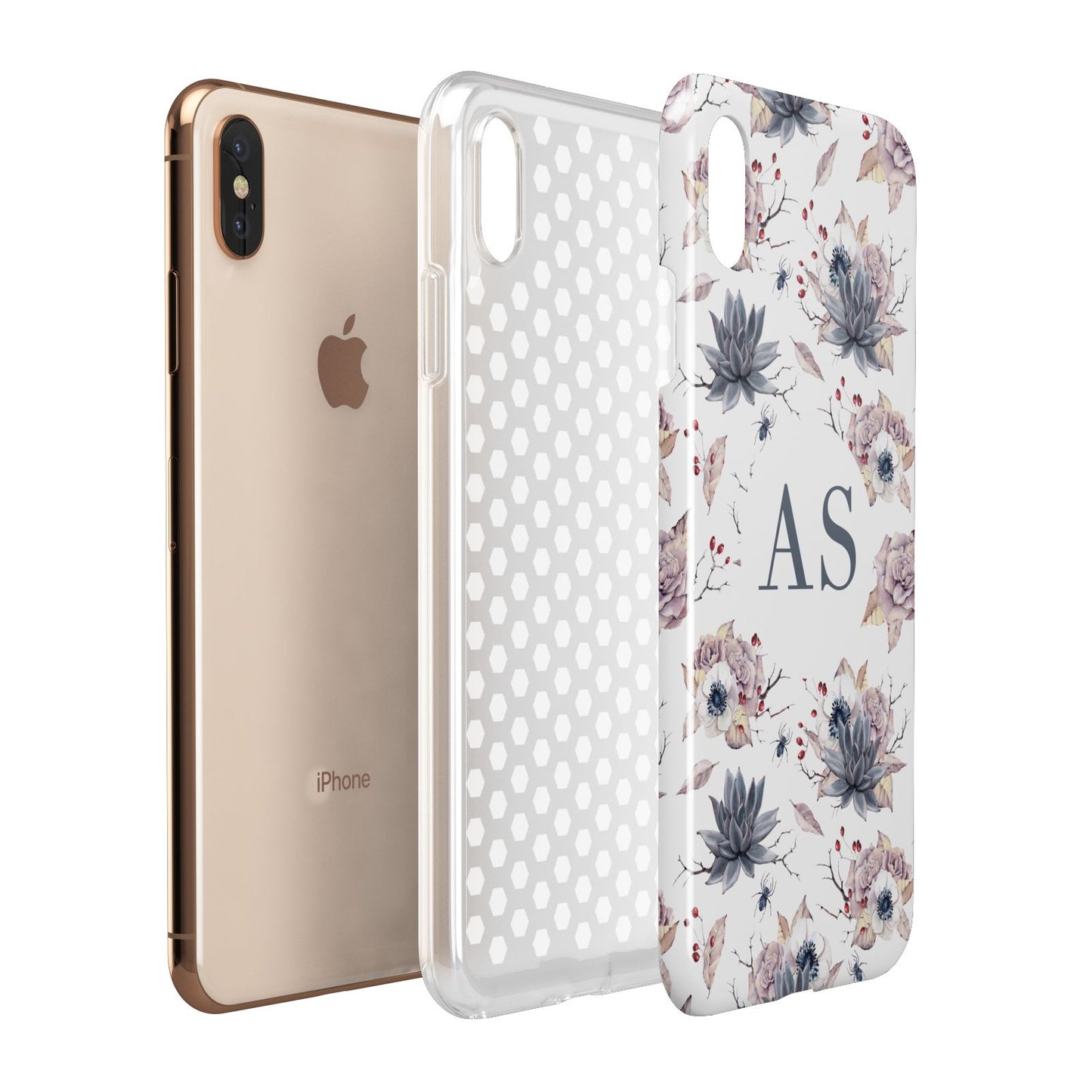 Personalised Halloween Floral Apple iPhone Xs Max 3D Tough Case Expanded View